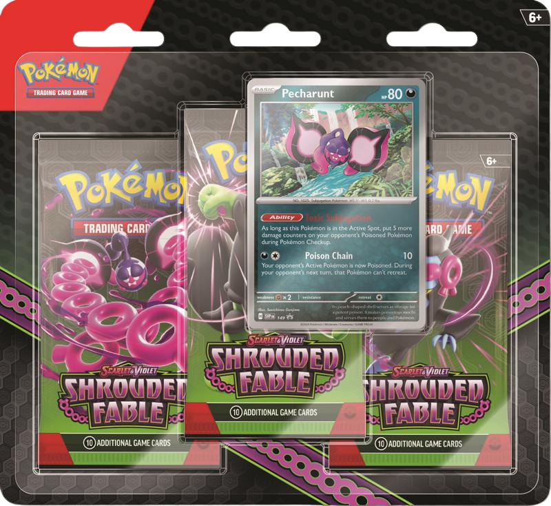 Pokemon TCG: Scarlet & Violet 6.5 Shrouded Fable 3 Pack Blister Pecharunt