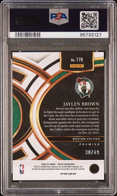 Jaylen Brown Numbered /49 Panini Select NBA 2023-24 (GRADED)(PSA)