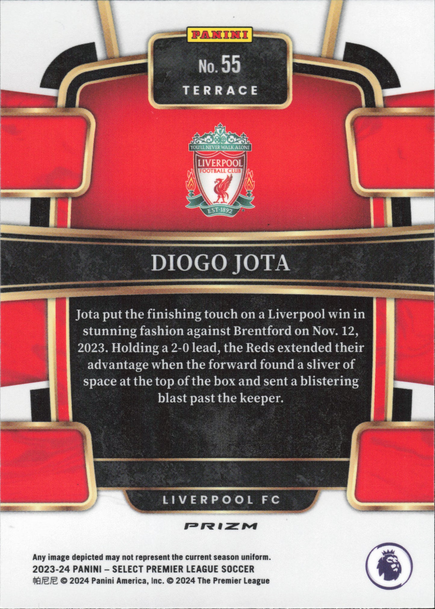 Diogo Jota Purple Mojo Panini Select EPL