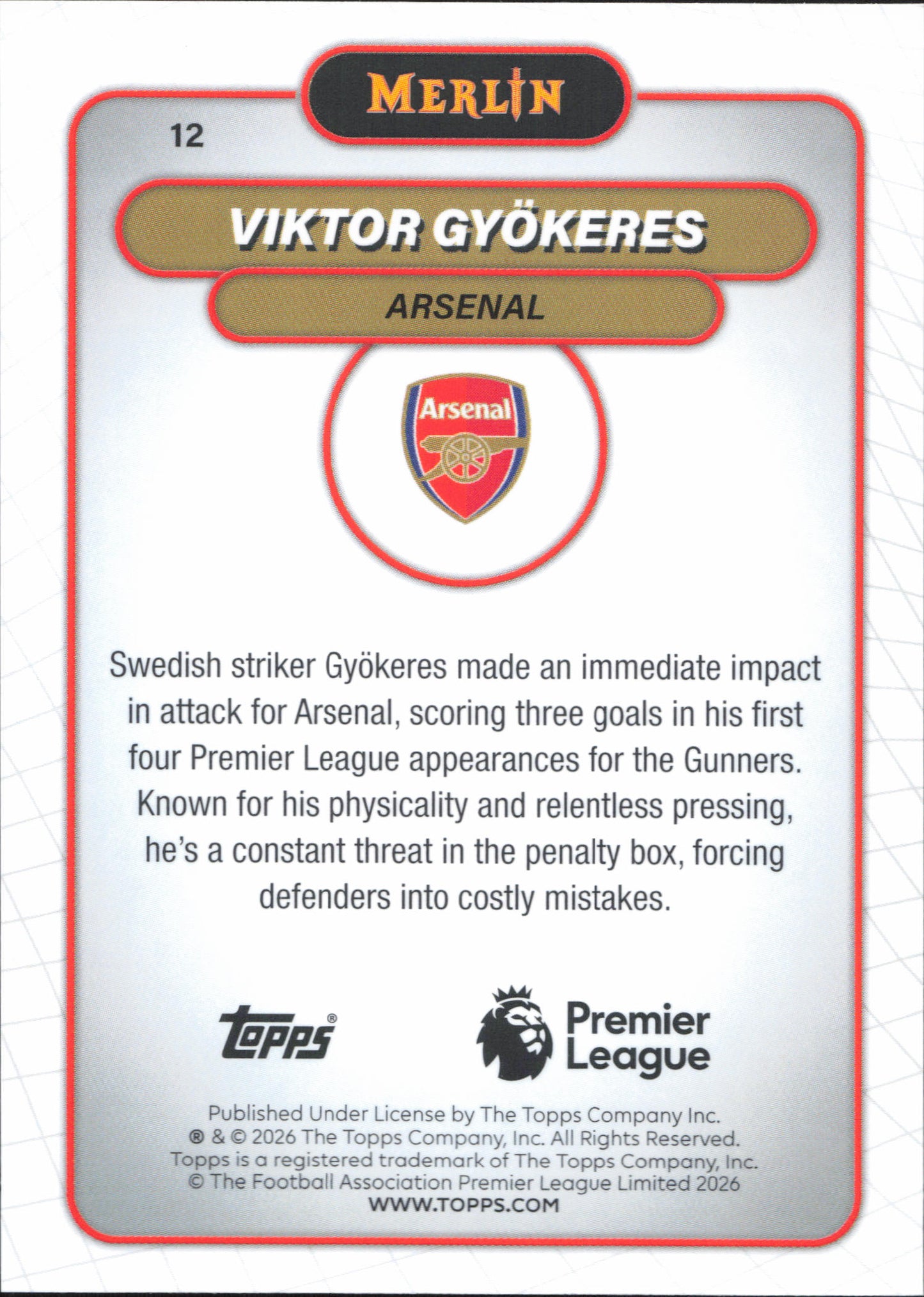 Victor Gyokeres Wave Parallel Topps Merlin EPL