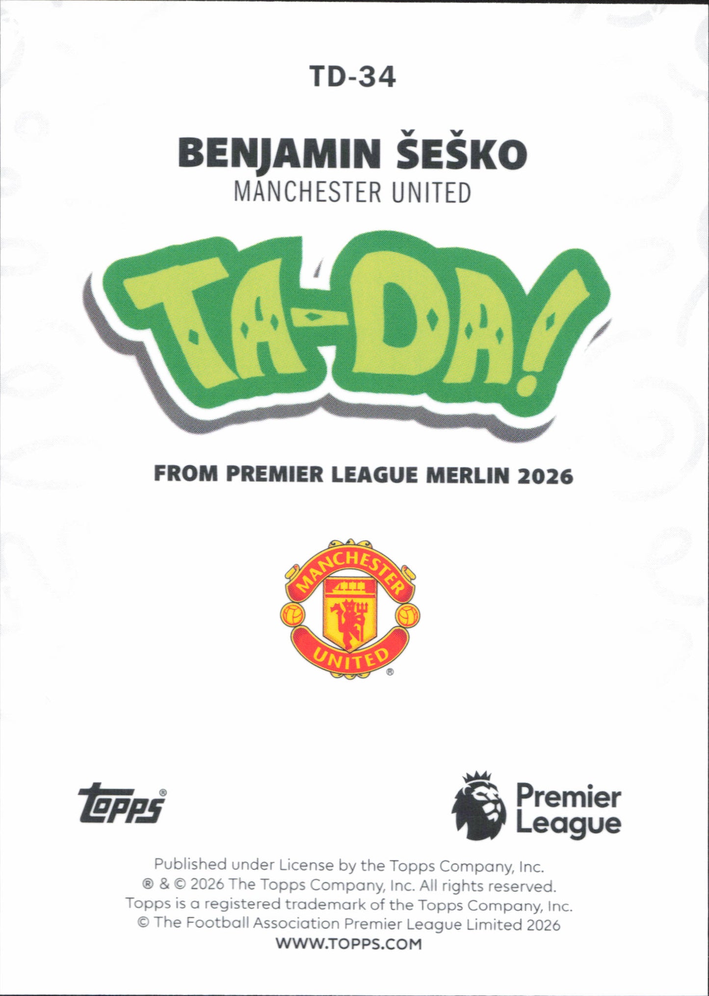 Benjamin Sesko Ta-Da Topps Merlin EPL