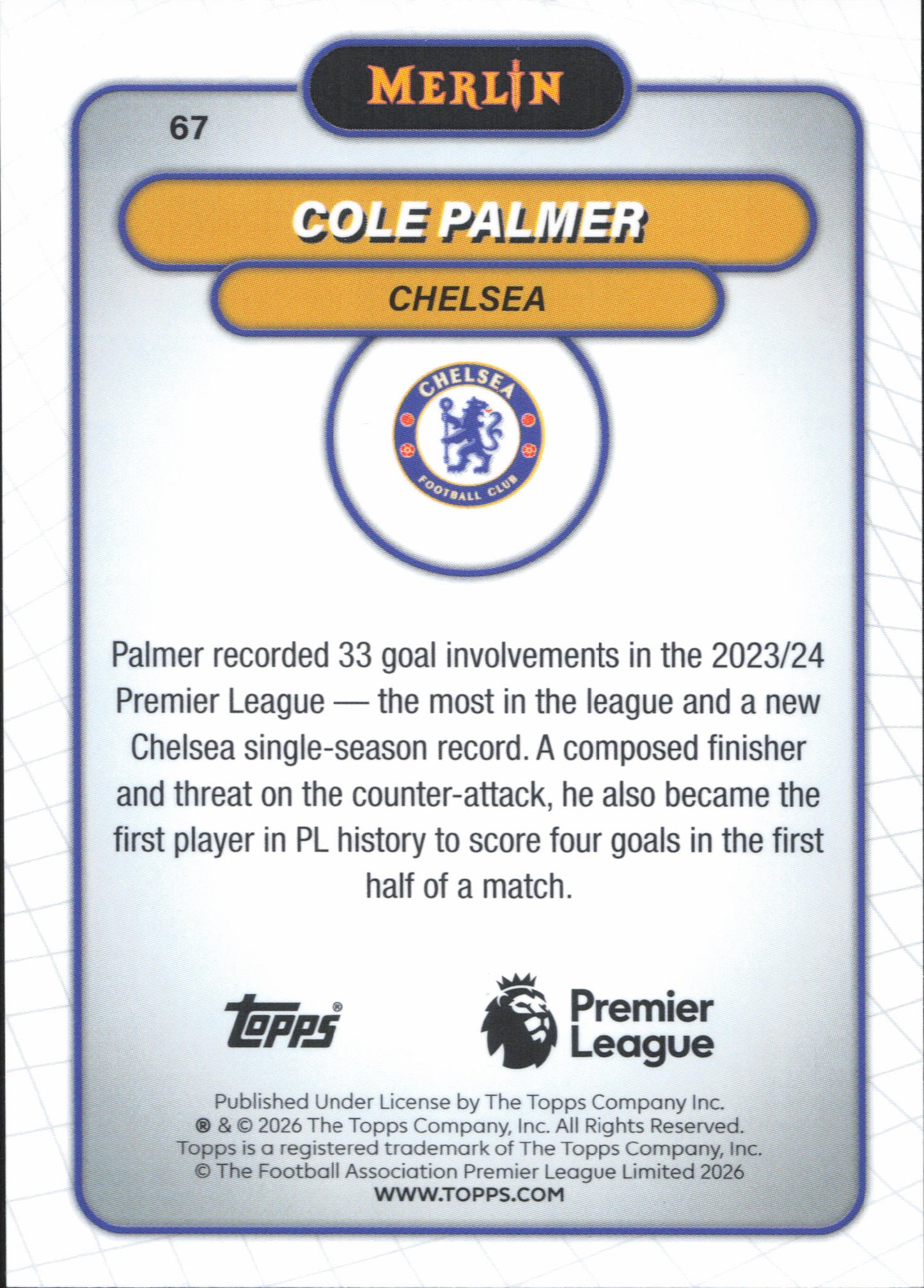 Cole Palmer Wave Parallel Topps Merlin EPL
