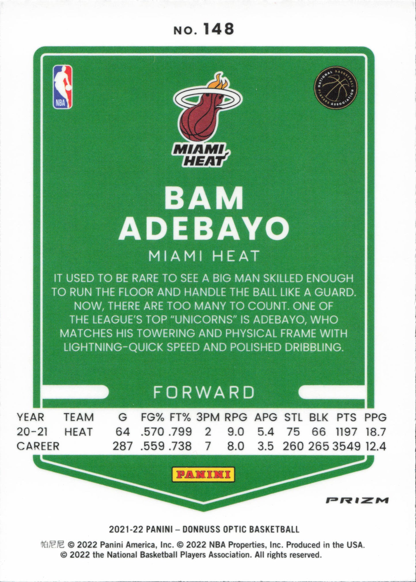Bam Adebayo Purple Panini Optic Donruss