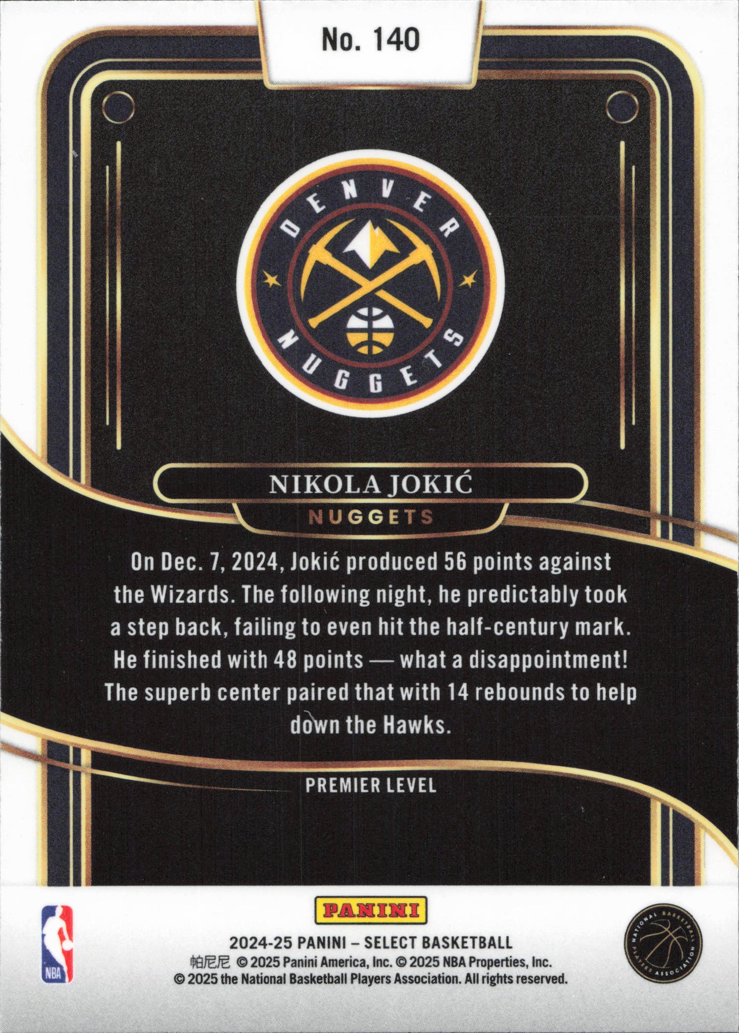 Nikola Jokic Base Panini Select
