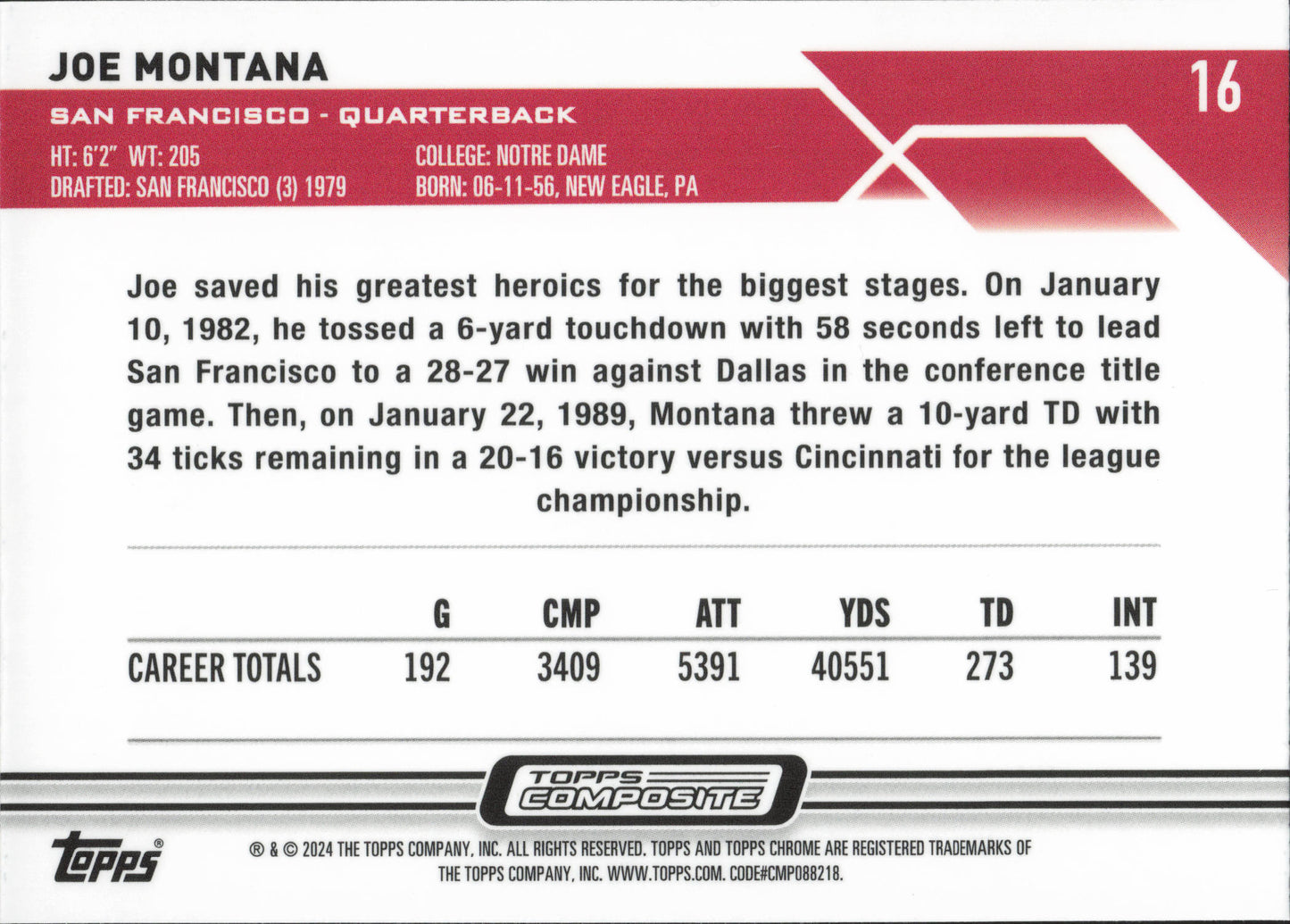 Joe Montana Base Topps Chrome