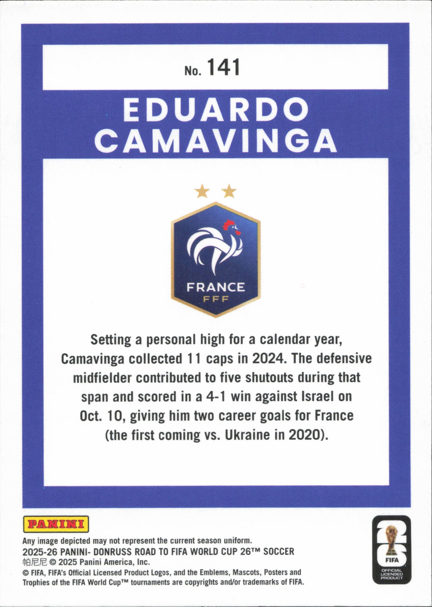 Eduardo Camavinga Cubic Parallel Panini Donruss World Cup