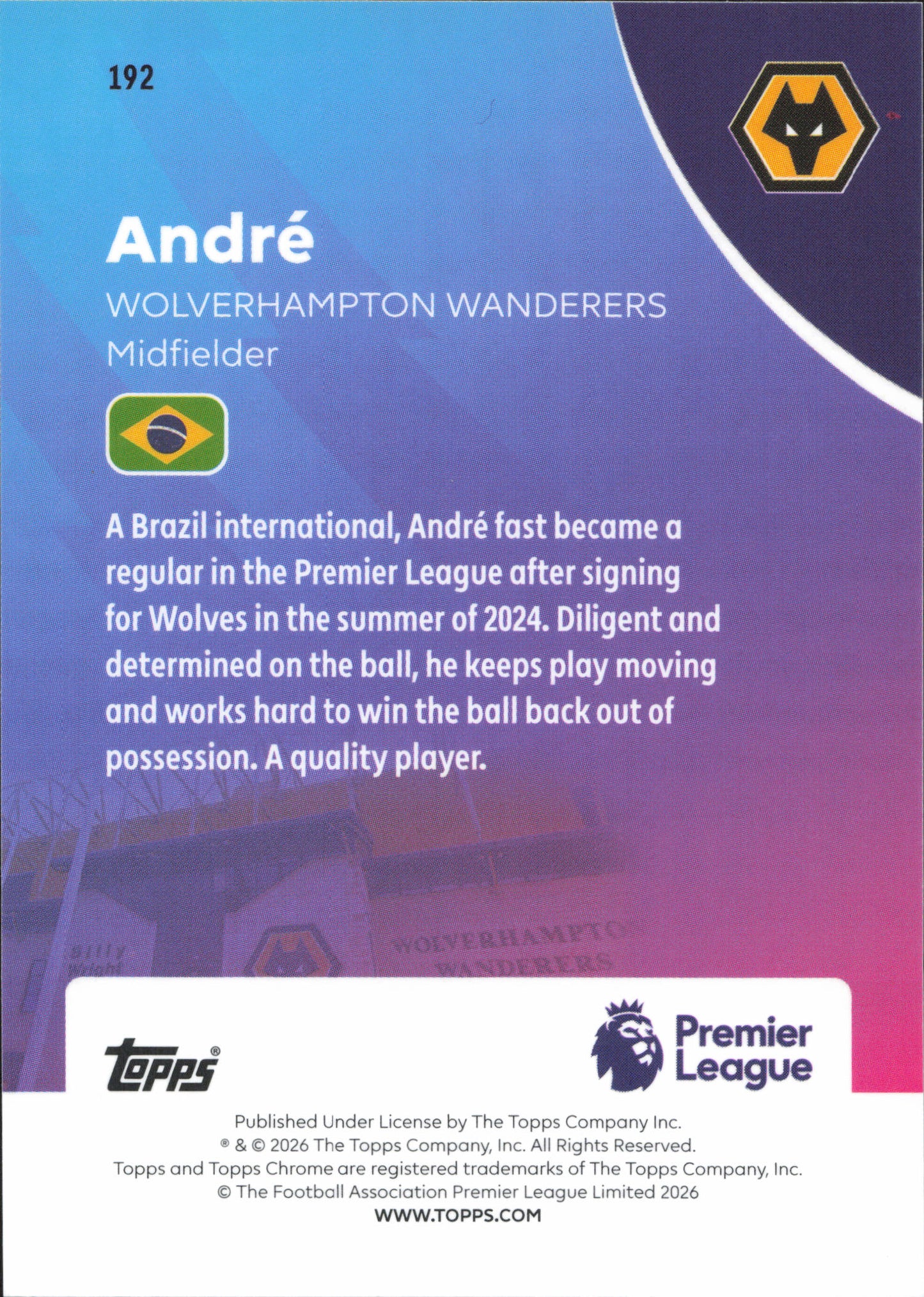 Andre Numbered /75 Topps Chrome EPL