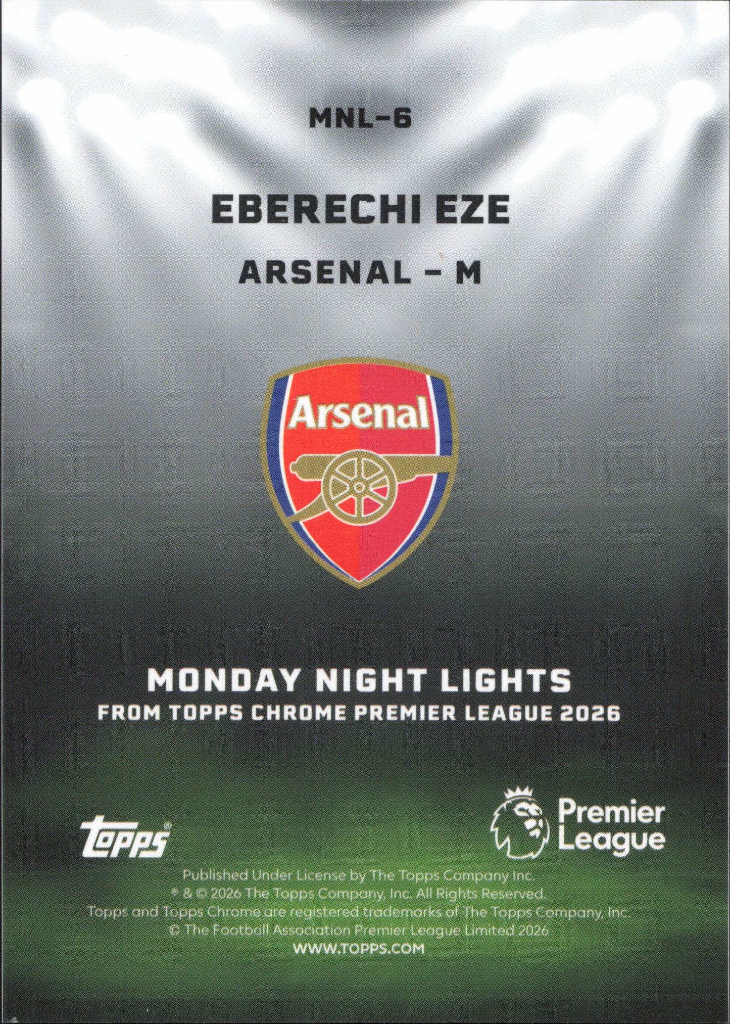 Eberechi Eze Monday Night Lights Topps Chrome EPL