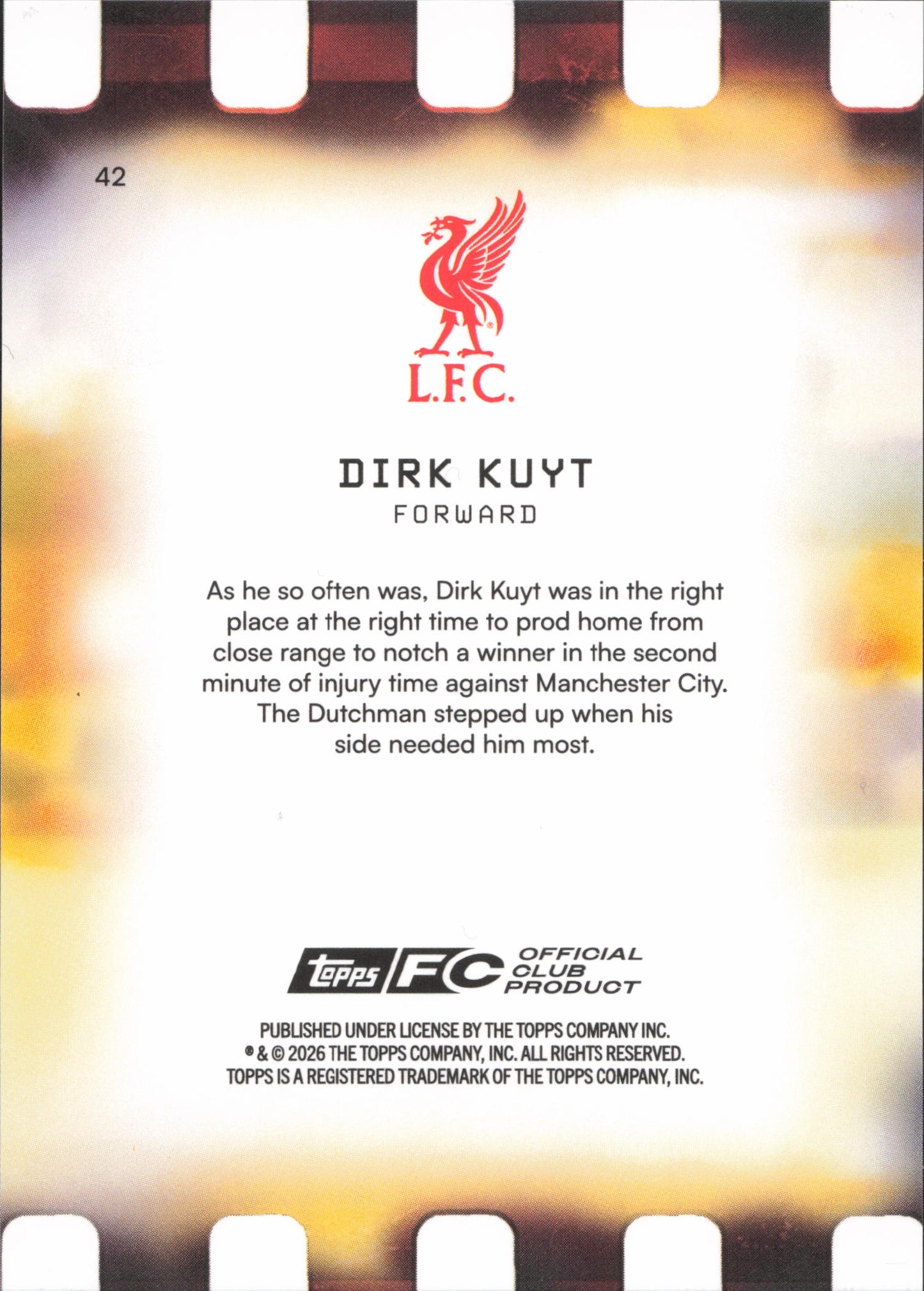 Dirk Kuyt Numbered /75 Topps Focus Liverpool