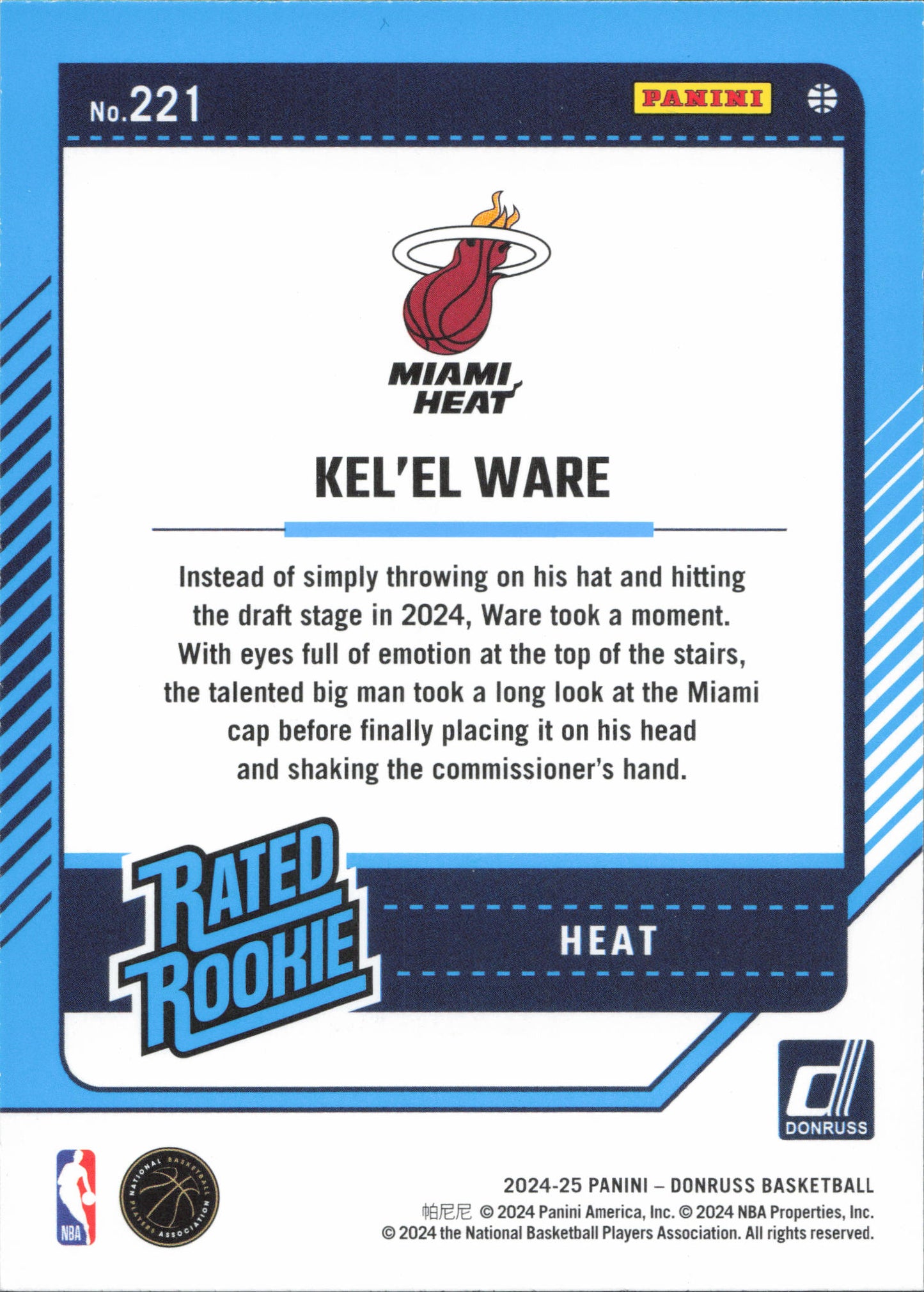 Kel'el Ware Rated Rookie Green Laser Donruss
