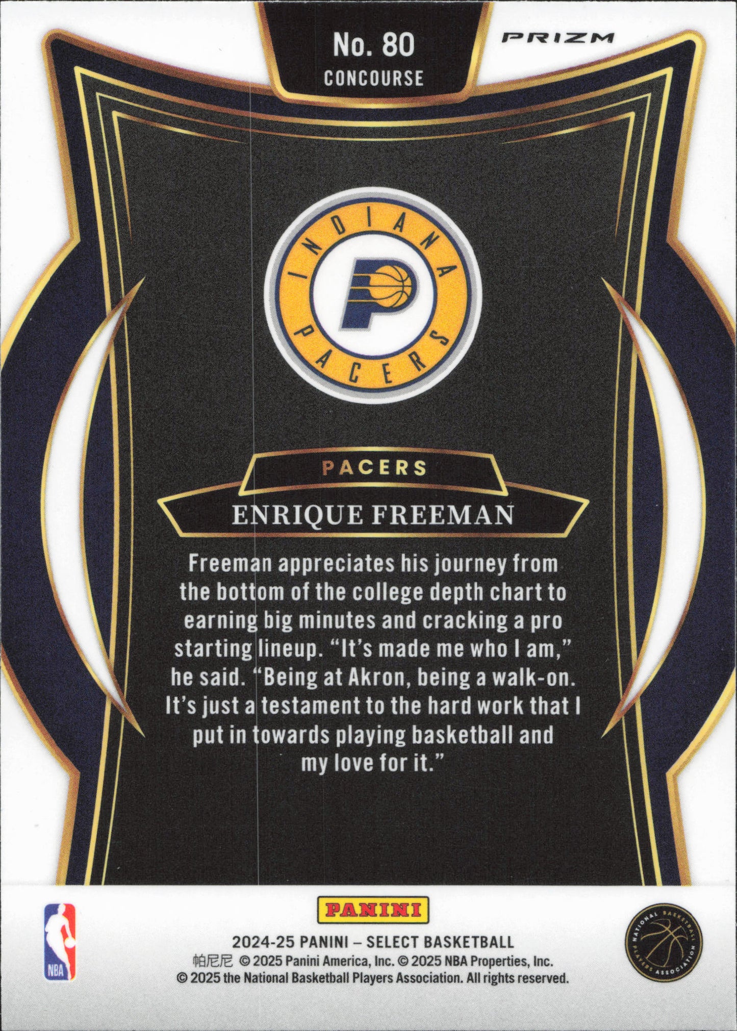 Enrique Freeman Rookie Orange Flash Prizm Panini Select