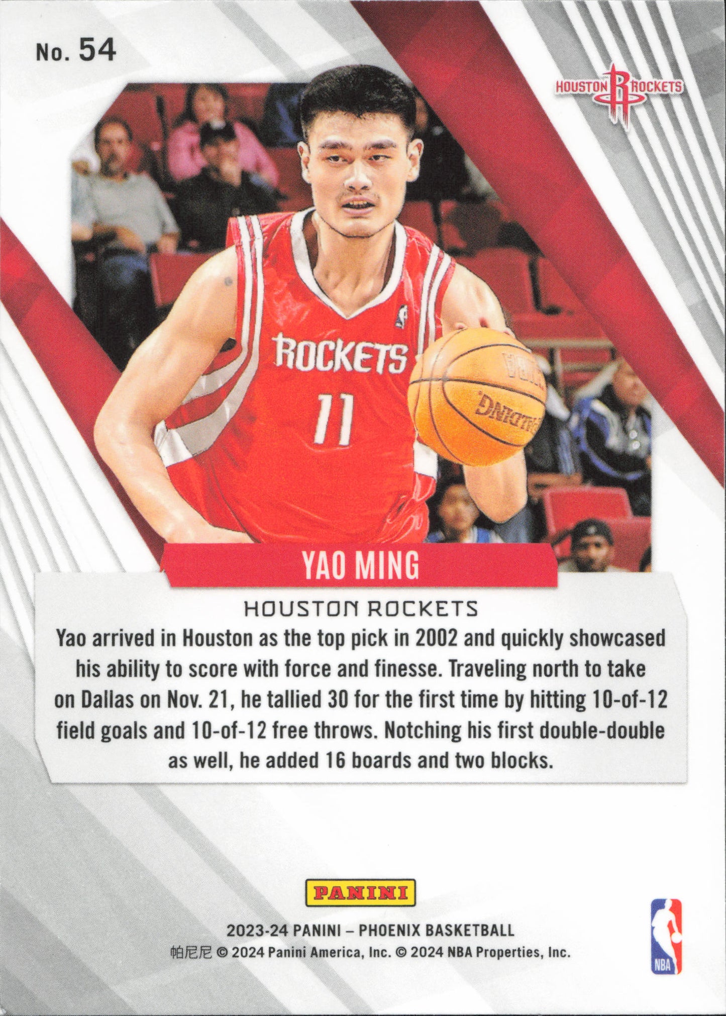 Yao Ming Base Panini Phoenix