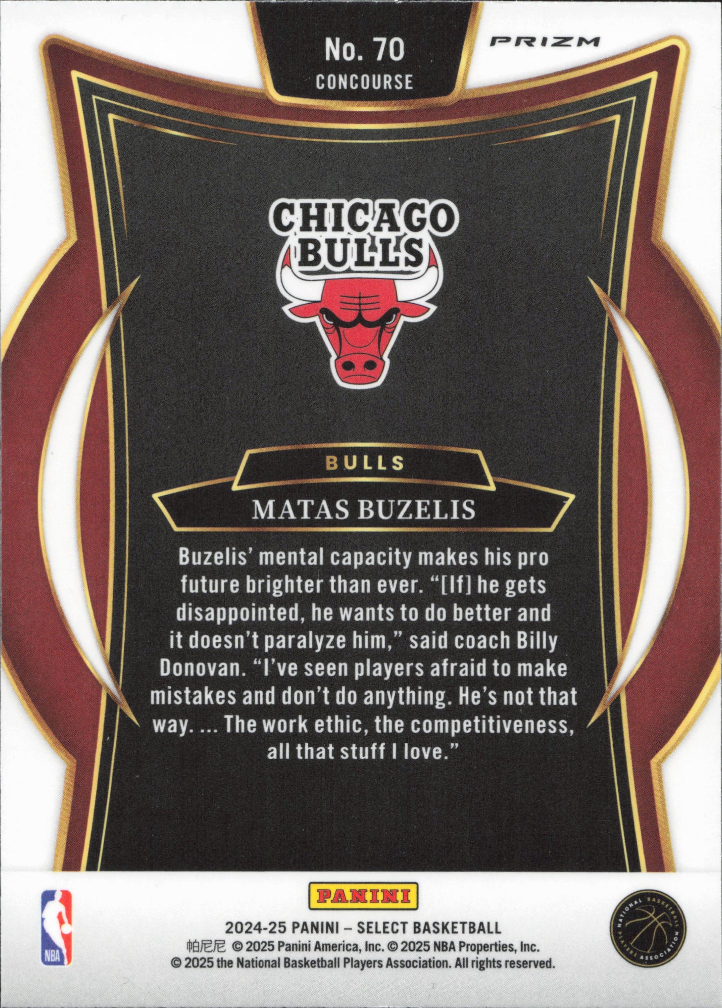 Matas Buzelis Rookie Blue Cracked Ice Panini Select