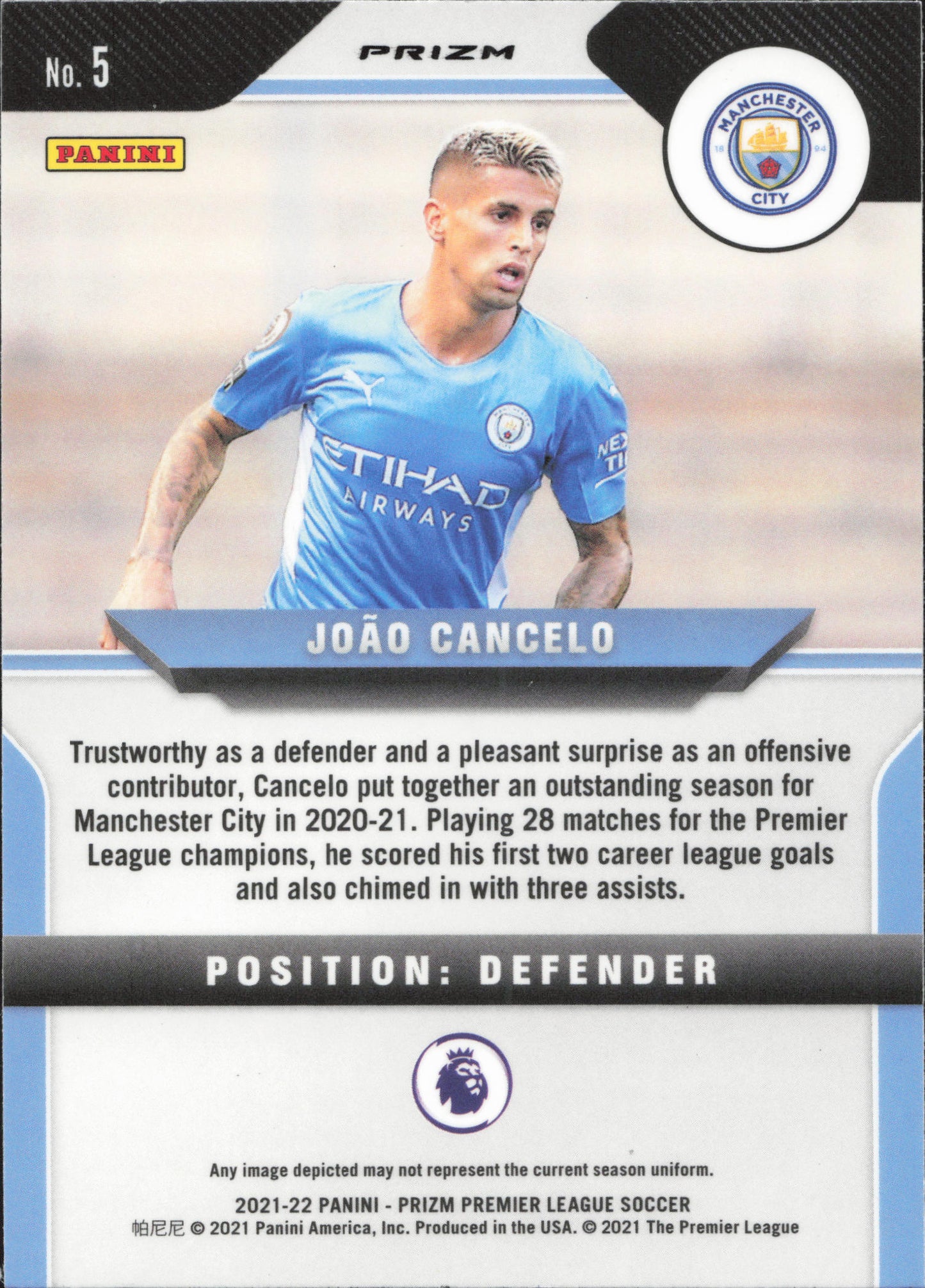 Joao Cancelo Green Wave Prizm Panini Prizm EPL