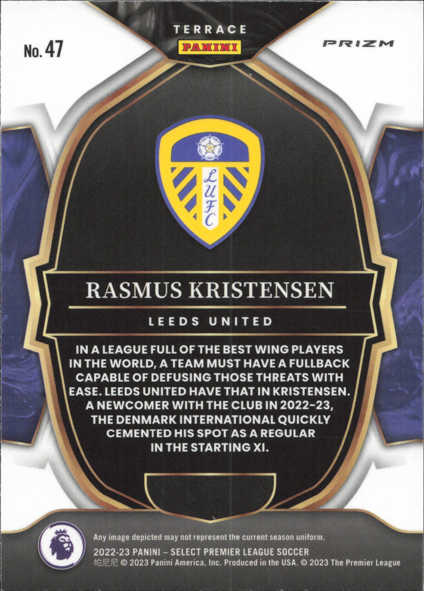 Rasmus Kristensen Rookie Purple Mojo Panini Select EPL