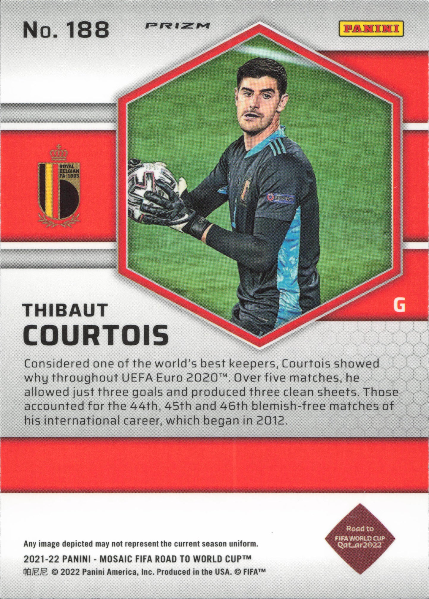 Thibaut Courtois Silver Prizm Panini Mosaic World Cup Qatar