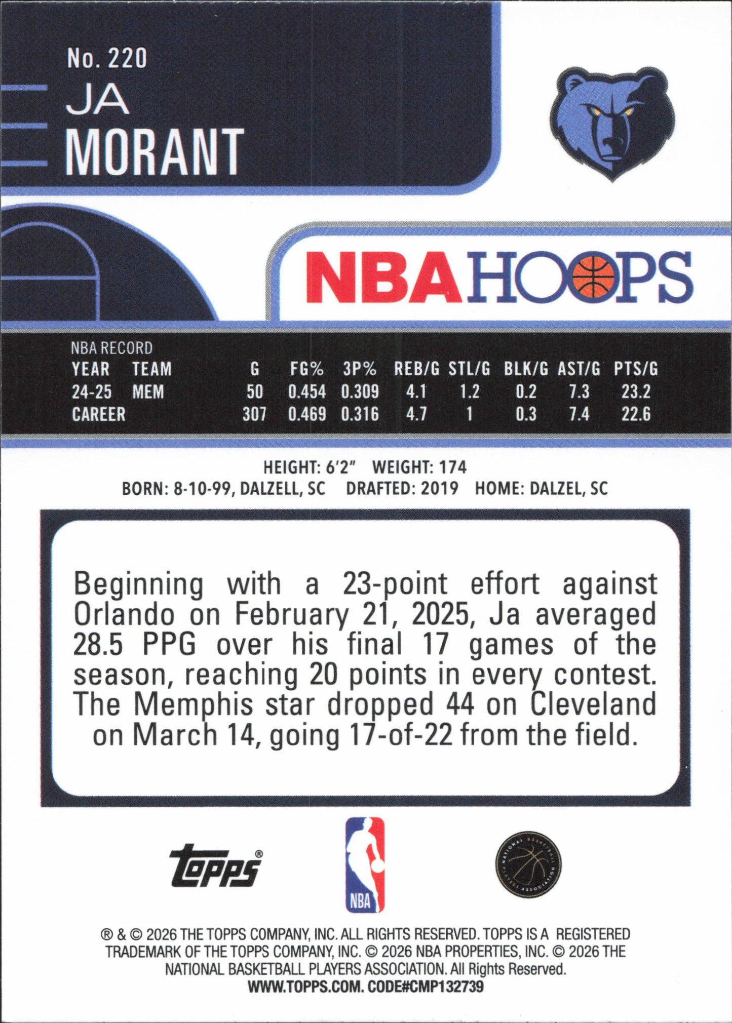 Ja Morant Topps NBA Hoops