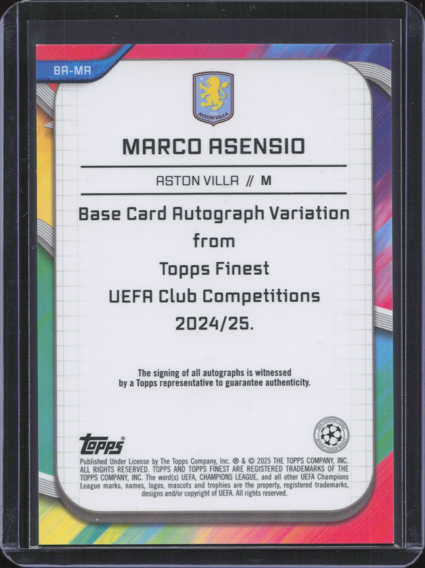 Marco Asensio Autograph Topps Finest