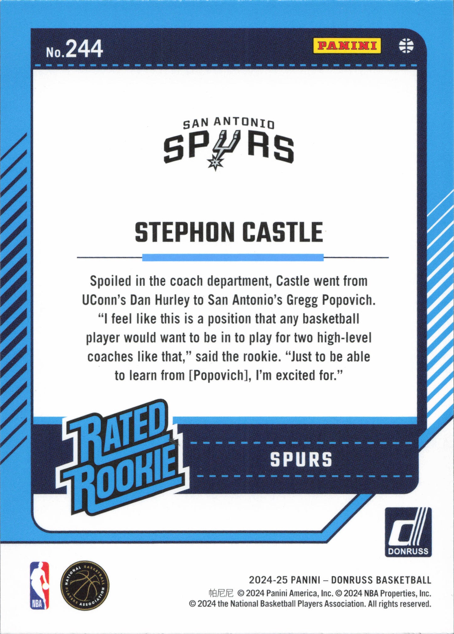 Stephon Castle Rated Rookie Donruss