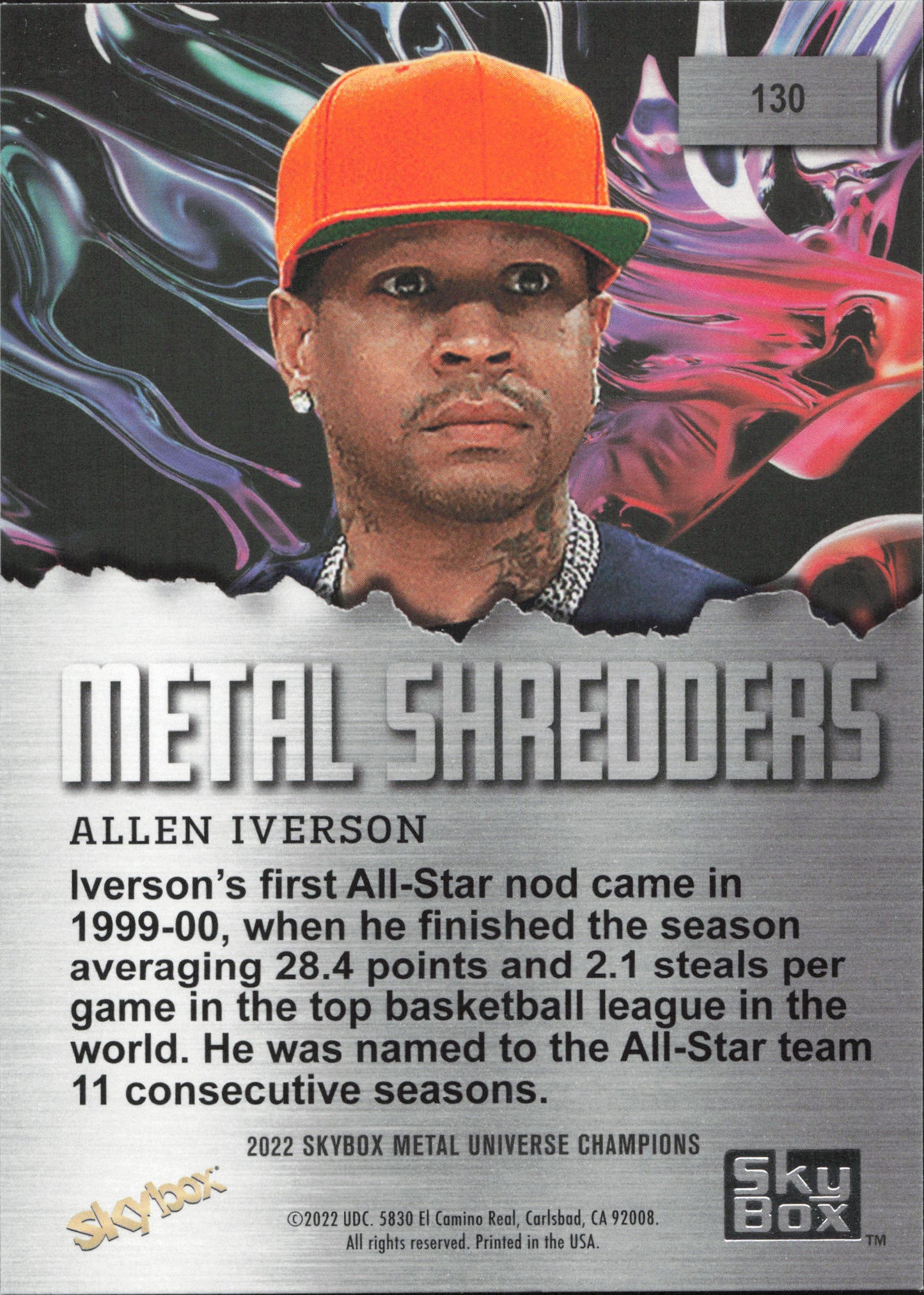 Allen Iverson Metal Shredders Skybox Metal Universe