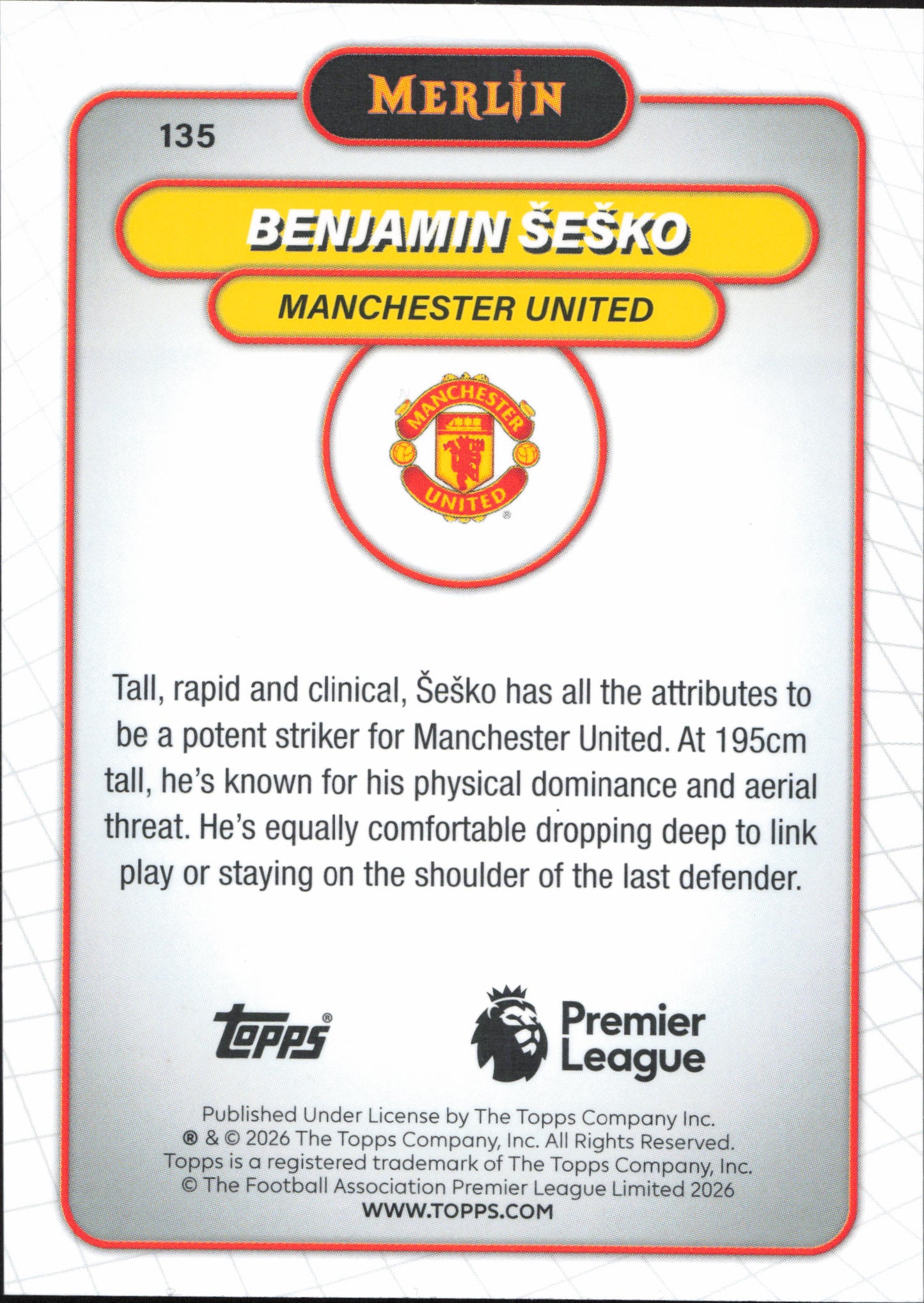 Benjamin Sesko Raywave Topps Merlin EPL