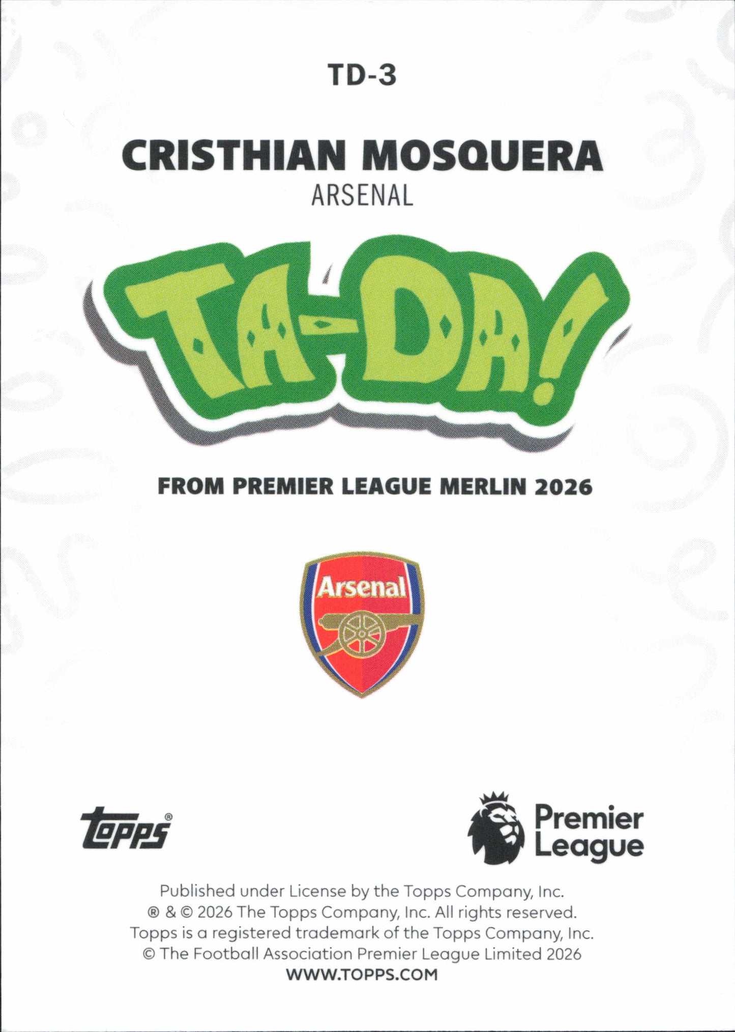 Christhian Mosquera Ta-Da Topps Merlin EPL