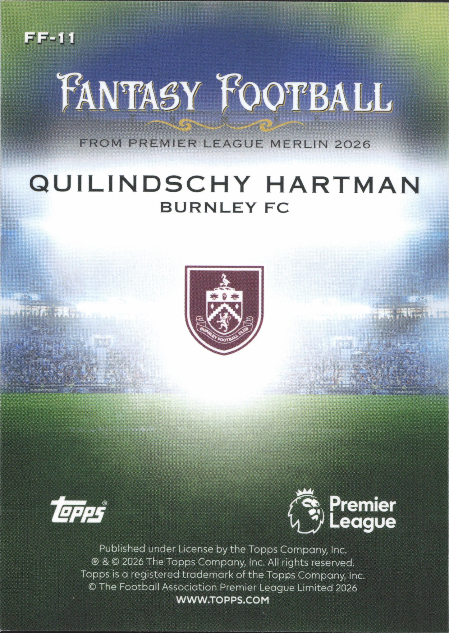 Quilindschy Hartman Fantasy Football Topps Merlin EPL