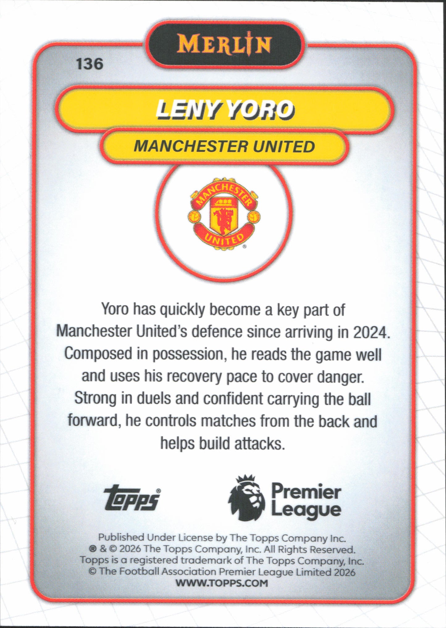 Leny Yoro Raywave Topps Merlin EPL