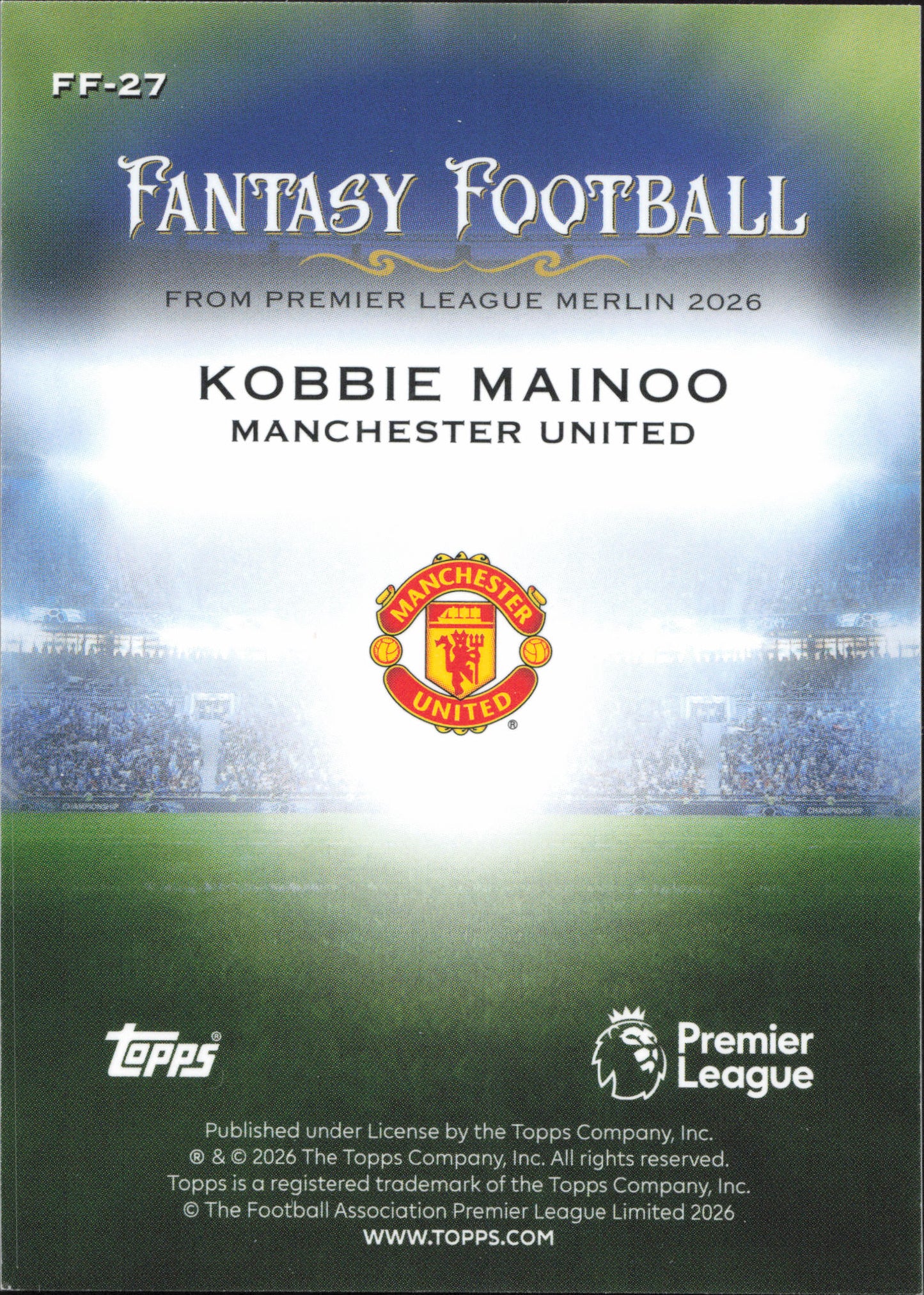 Kobbie Mainoo Fantasy Football Topps Merlin EPL