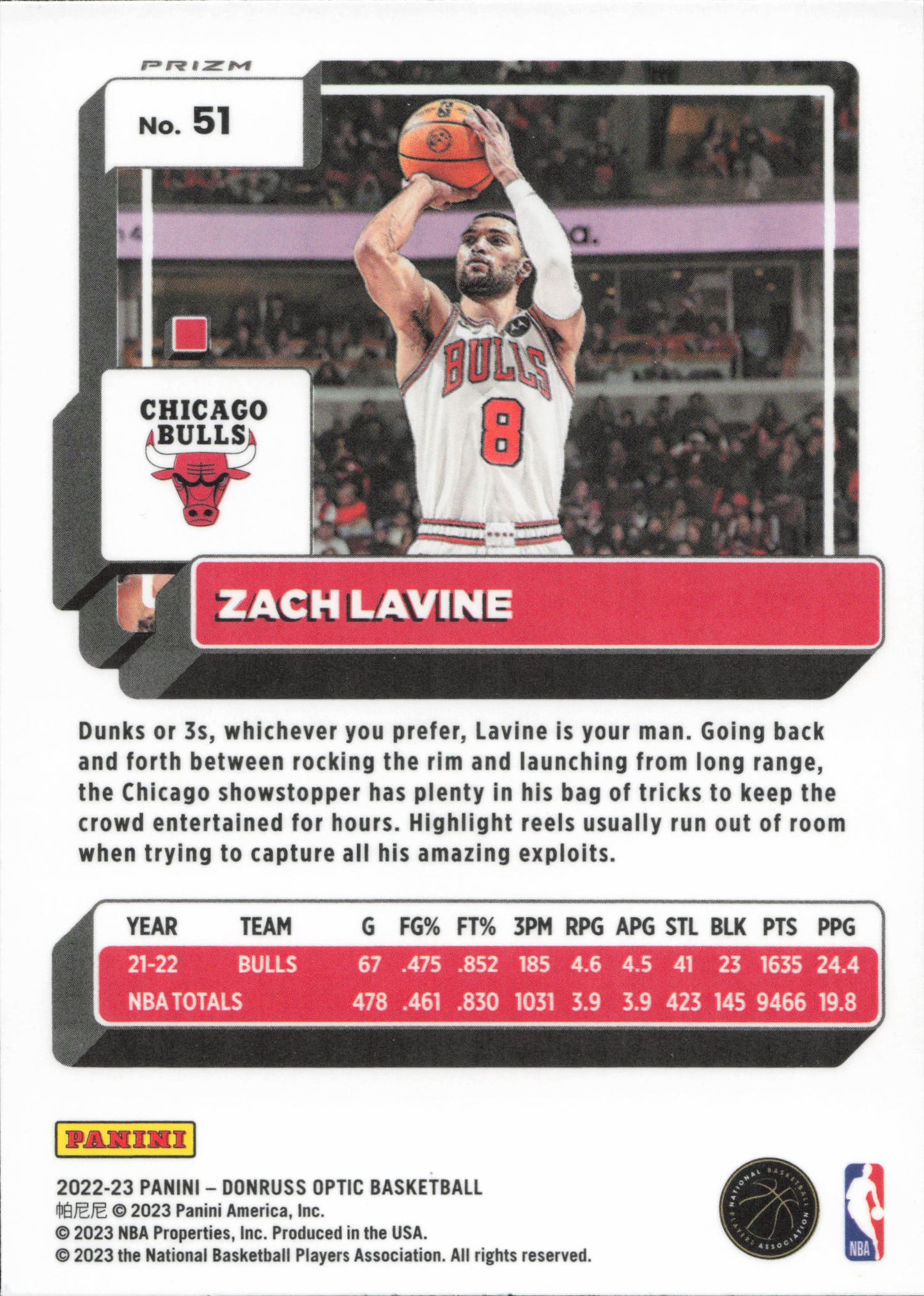 Zach Lavine Purple Parallel Panini Donruss Optic