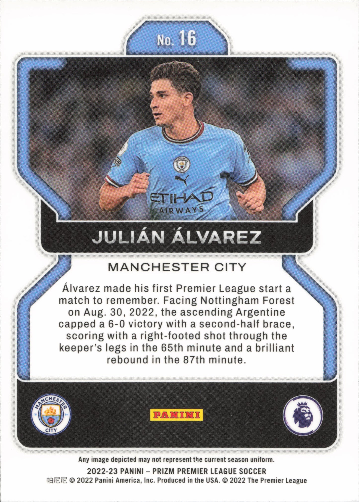 Julian Alvarez Rookie Base Panini Prizm EPL