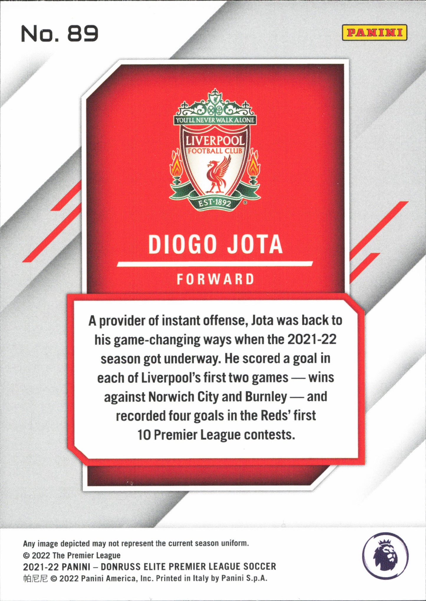 Diogo Jota Fireworks Panini Donruss Elite