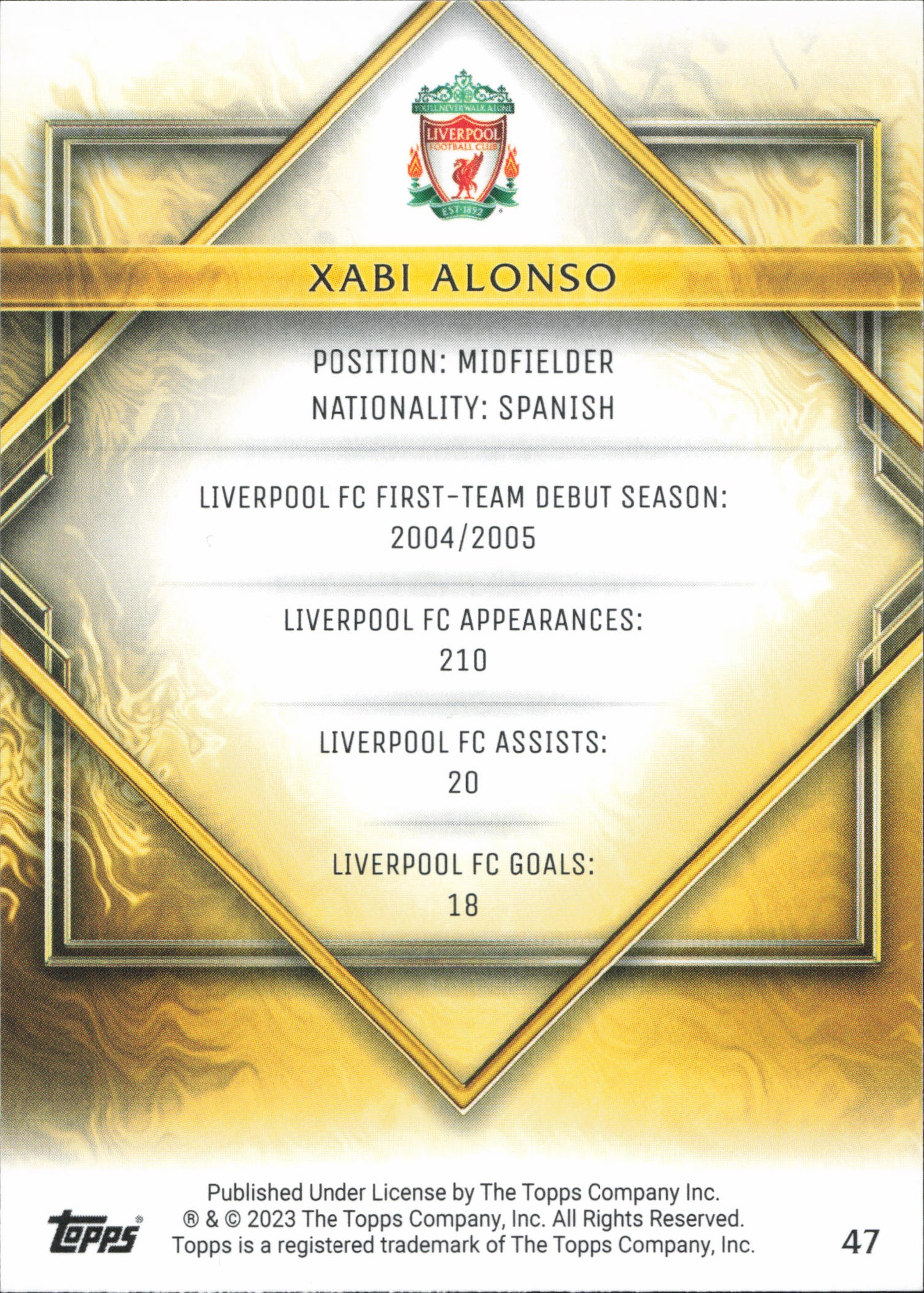 Xabi Alonso Gold Drip Topps Liverpool Team Set