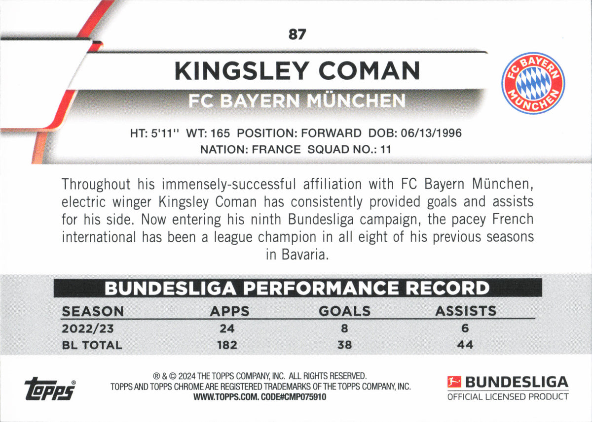 Kingsley Coman Base Topps Jade Bundesliga