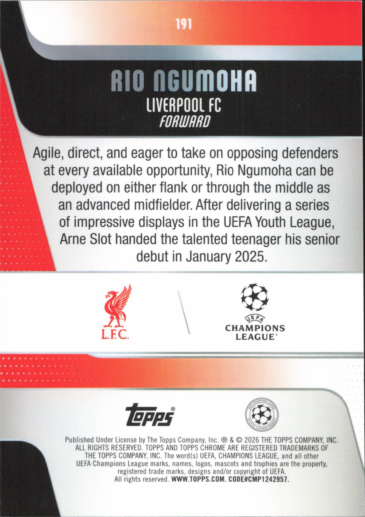 Rio Ngumoha Rookie Base Topps Chrome UCC