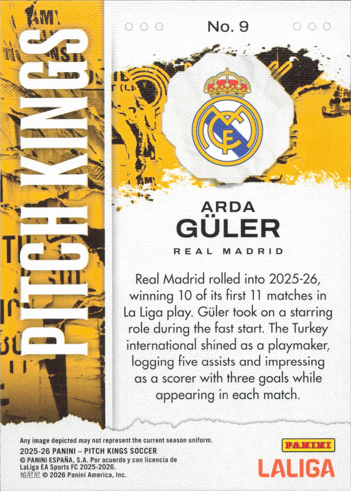 Arda Guler Base Panini Pitch Kings La Liga
