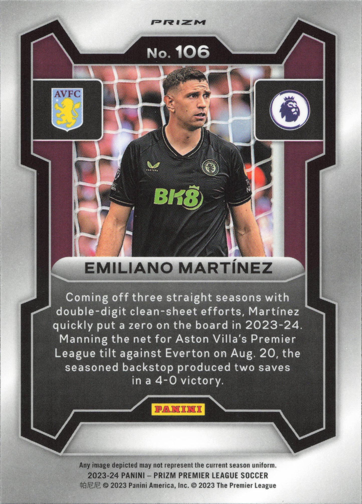 Emiliano Martinez Blue Panini Prizm EPL