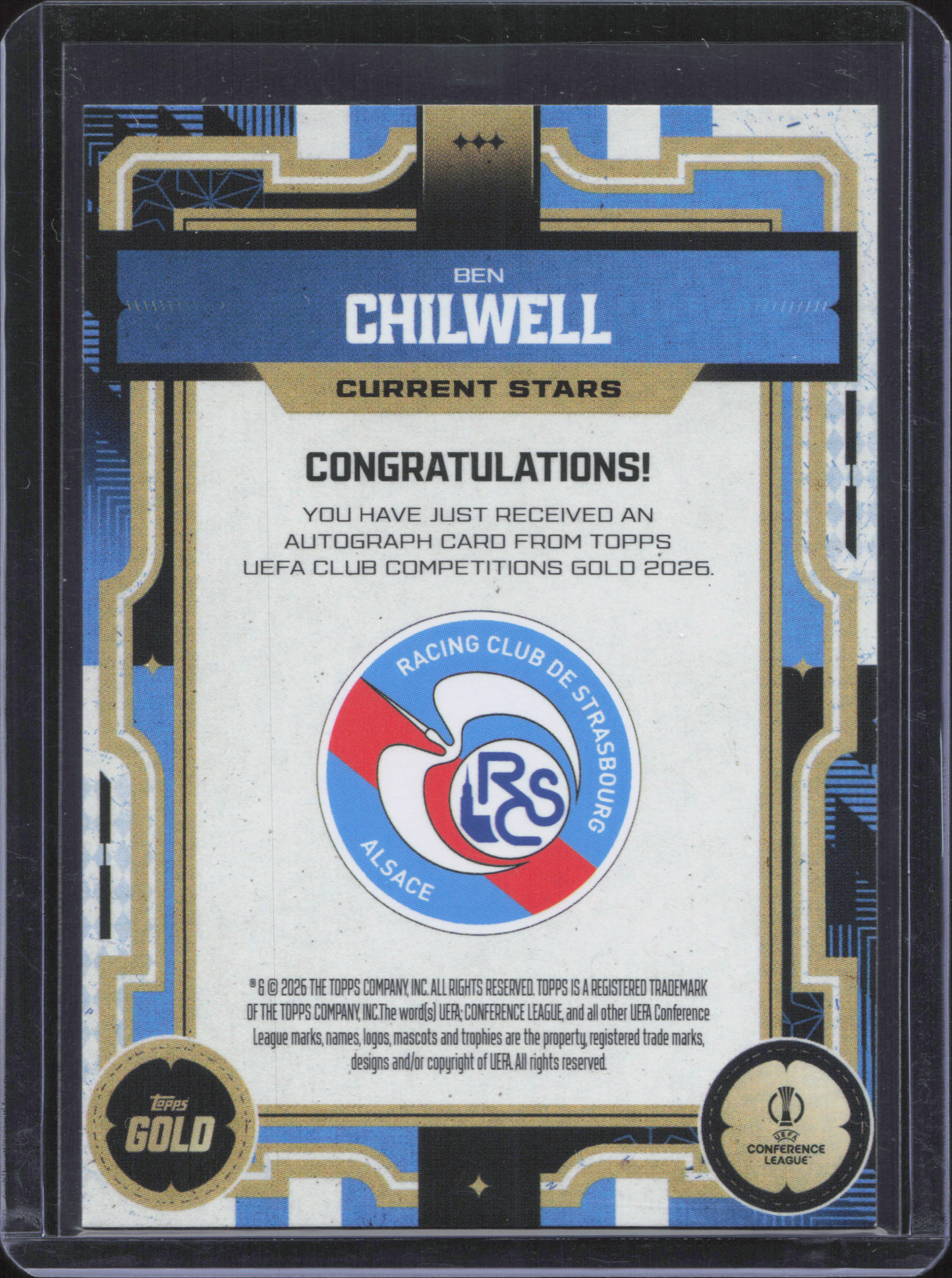 Ben Chilwell Autograph Topps Gold