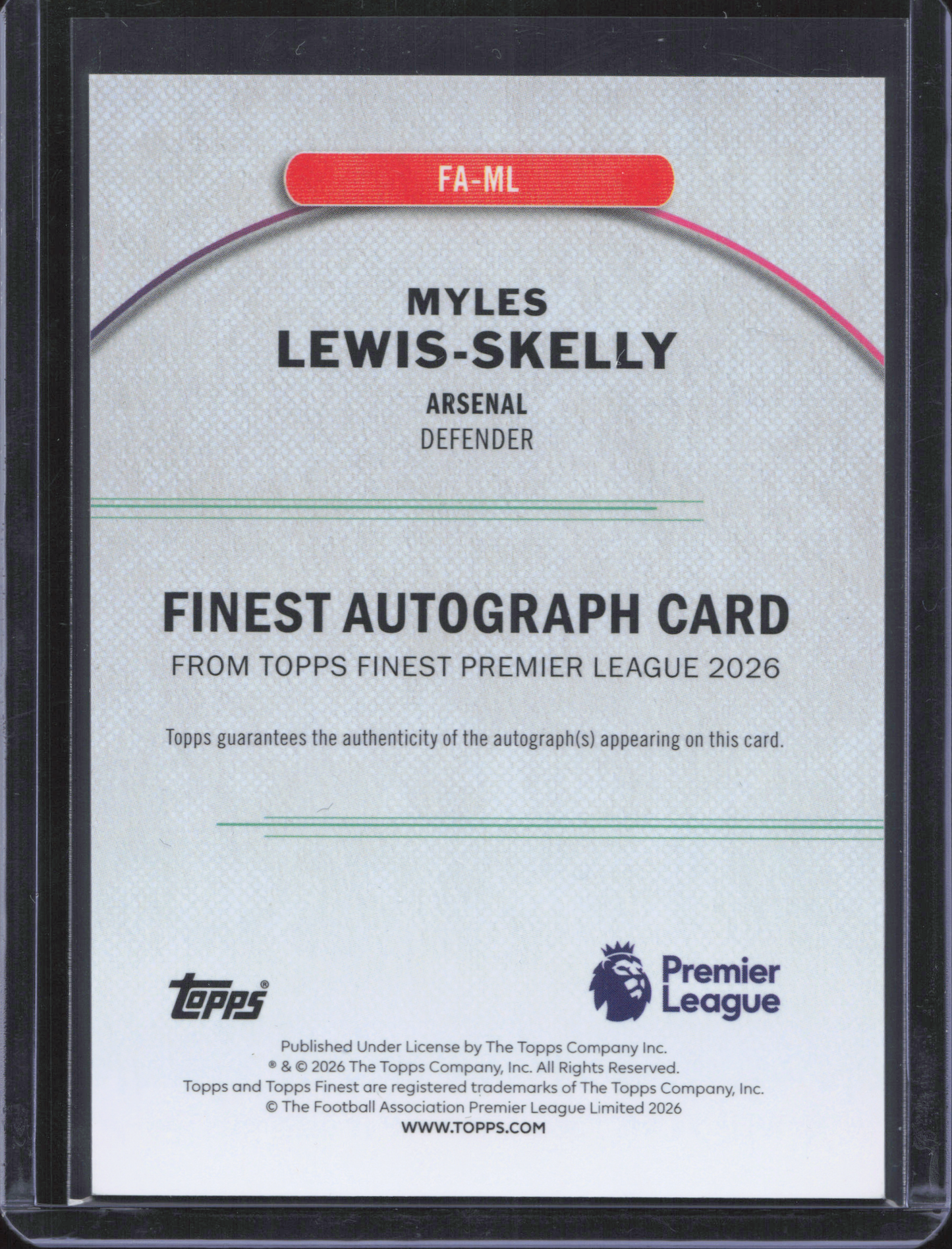 Myles Lewis-Skelly Autograph Topps Finest
