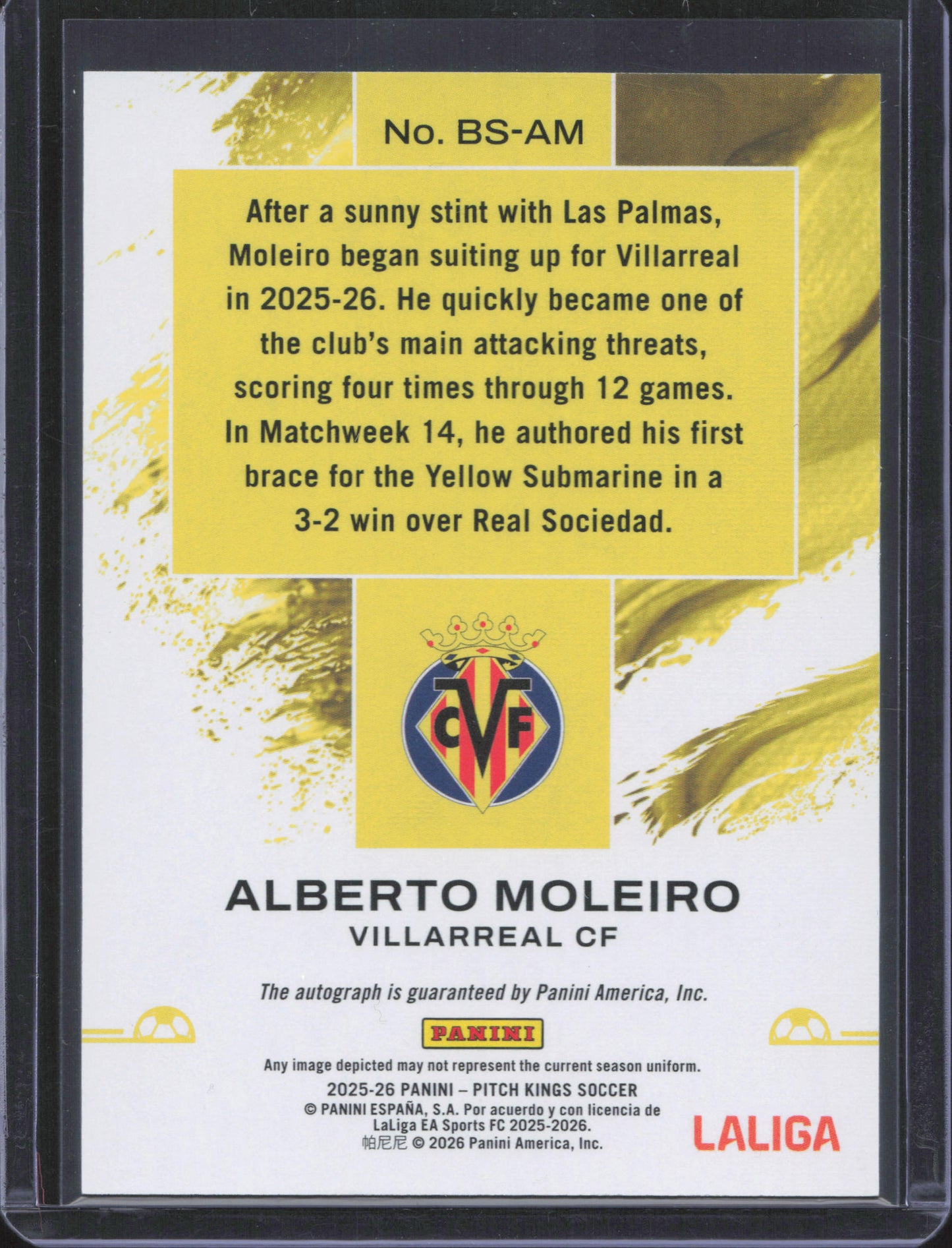Alberto Moleiro Autograph Panini Pitch Kings La Liga