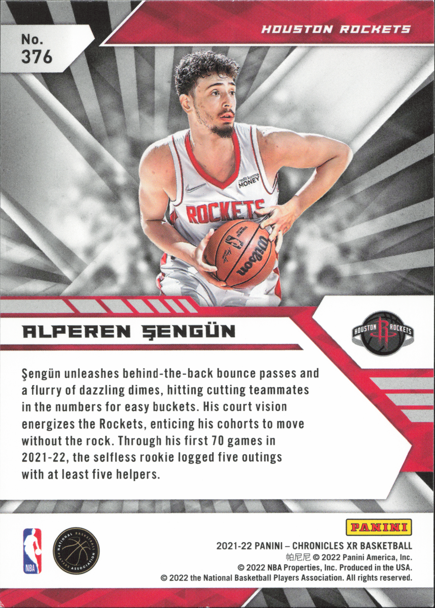 Alperen Sengun Pink Rookie Panini Chronicles XR