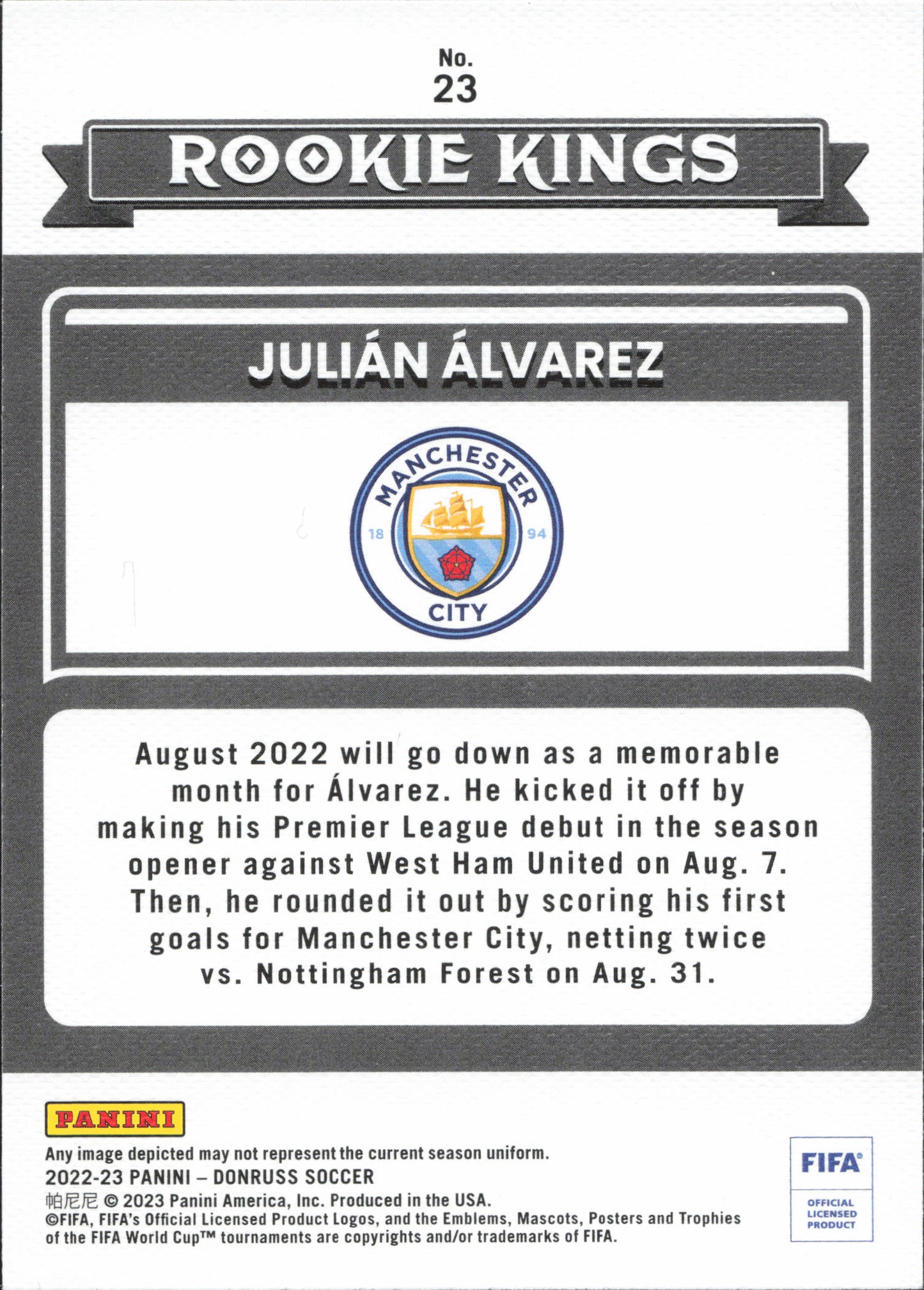 Julian Alvarez Rookie Kings Panini Donruss