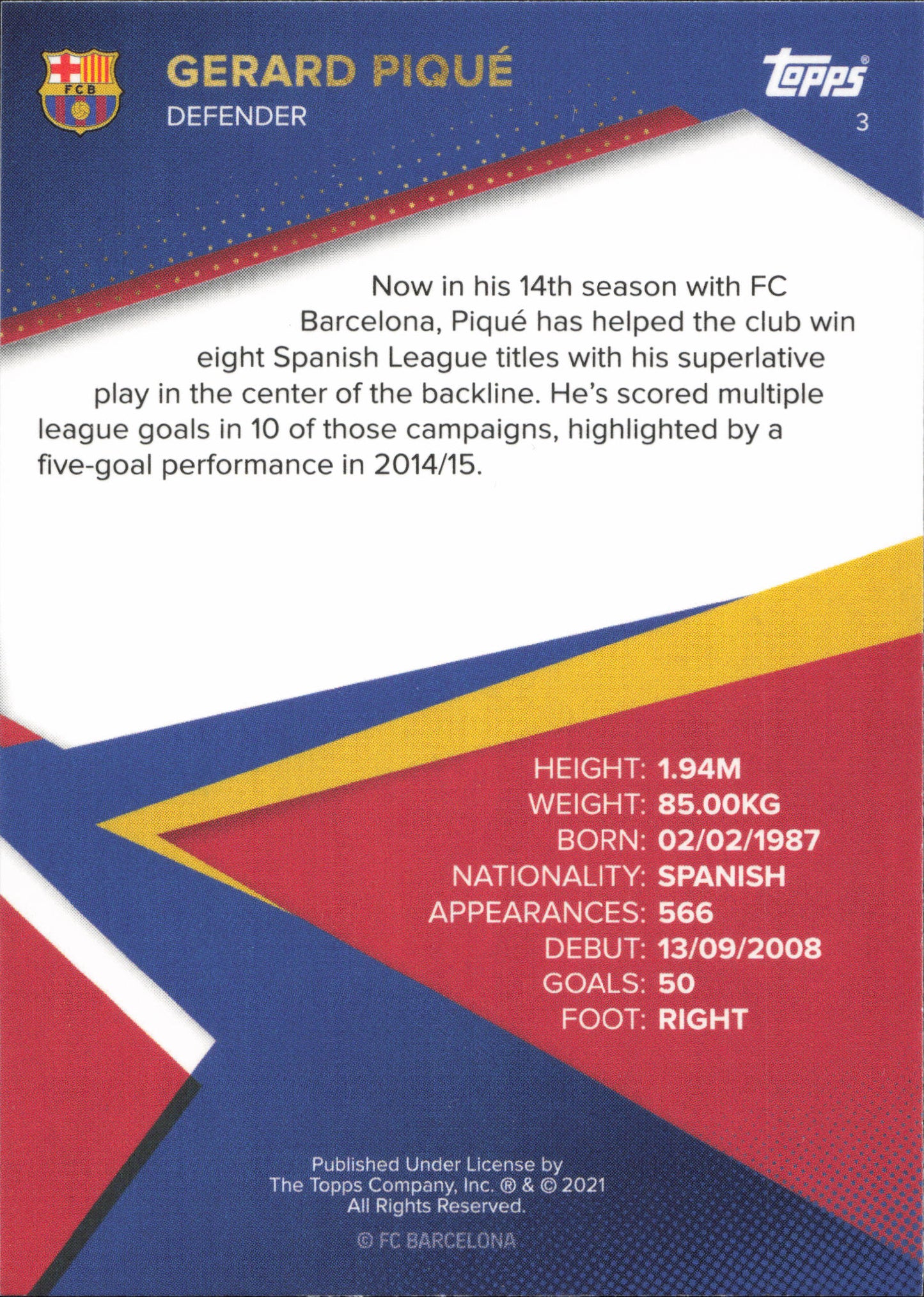 Gerard Pique Topps Barcelona Team Set