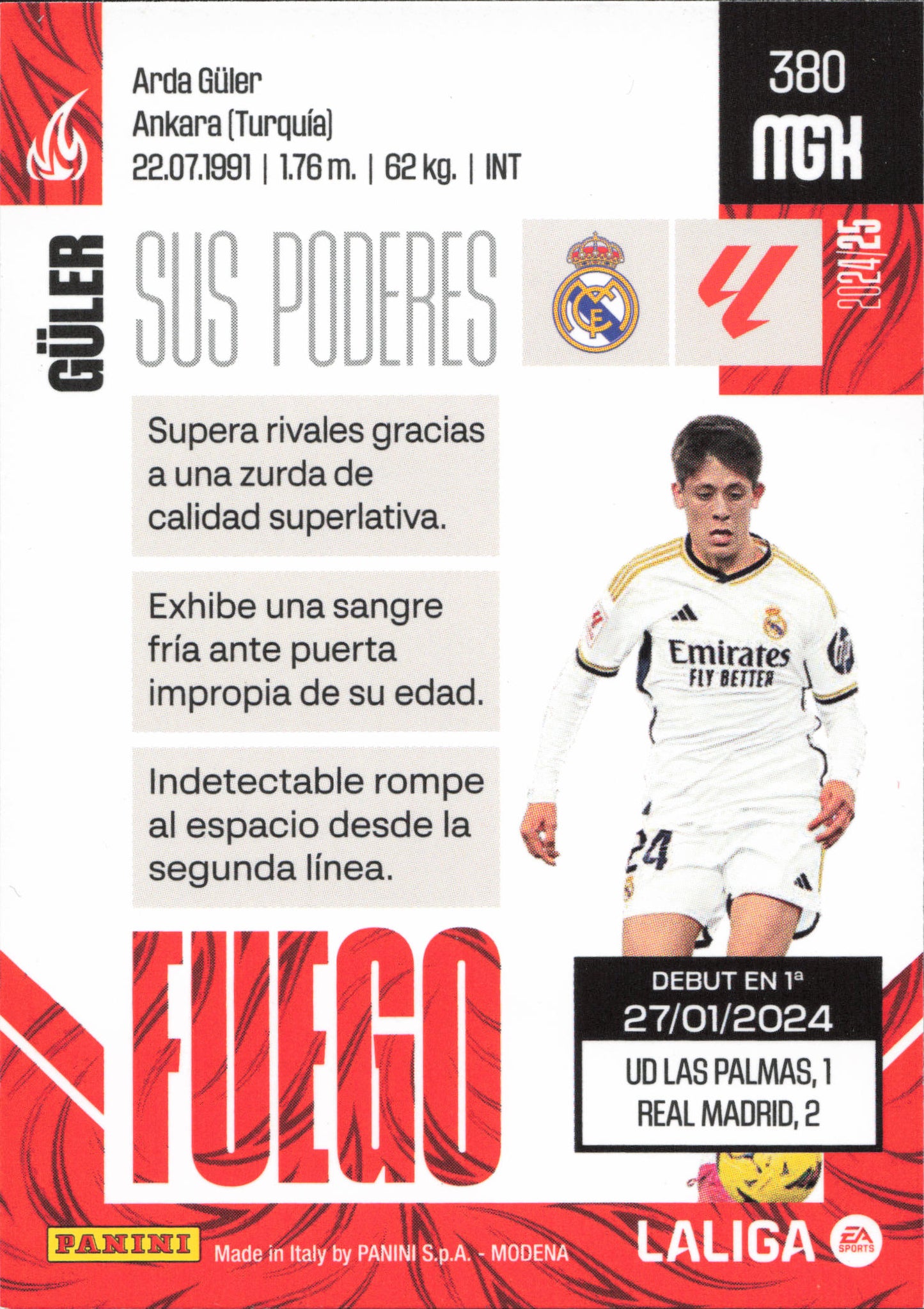 Arda Guler Fuego Panini MGK La Liga