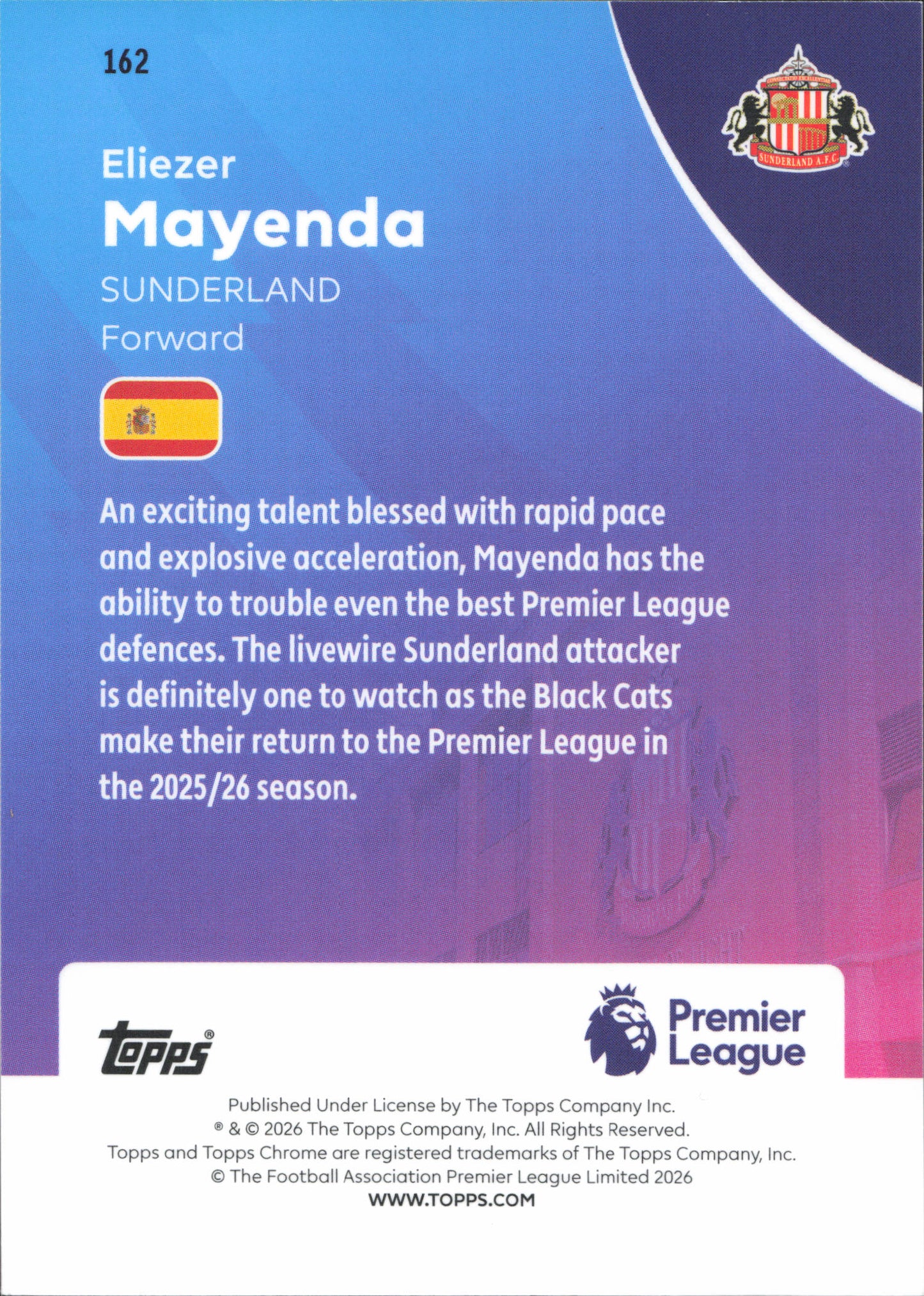 Eliezer Mayenda Rookie Numbered /25 Topps Chrome EPL