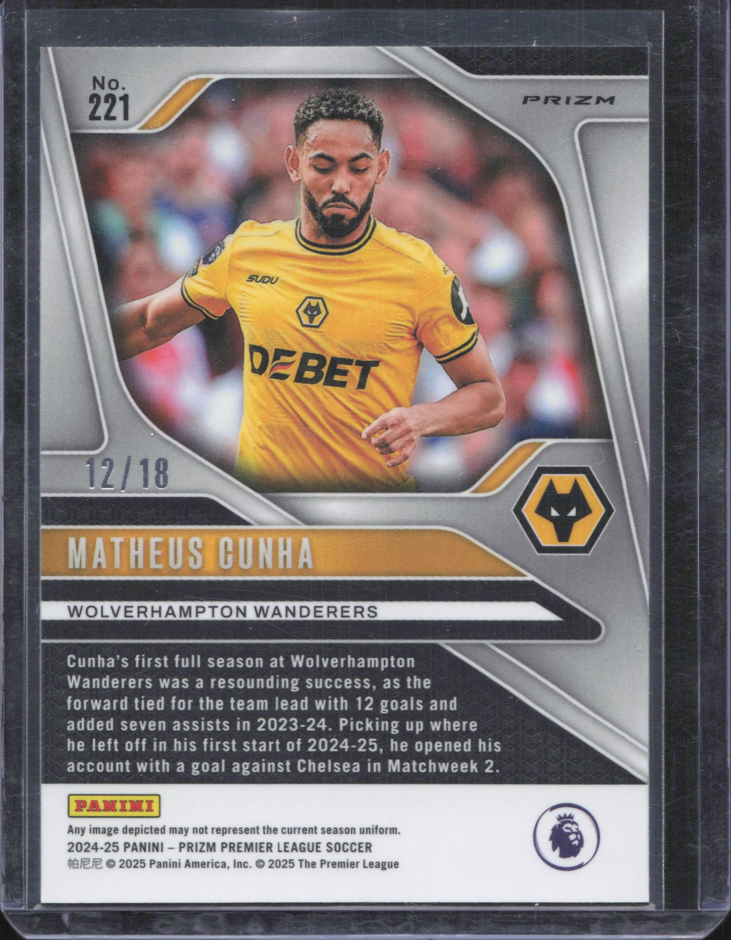 Matheus Cunha Lotus Flower Prizm Numbered /18 CASE HIT SSP Panini Prizm EPL