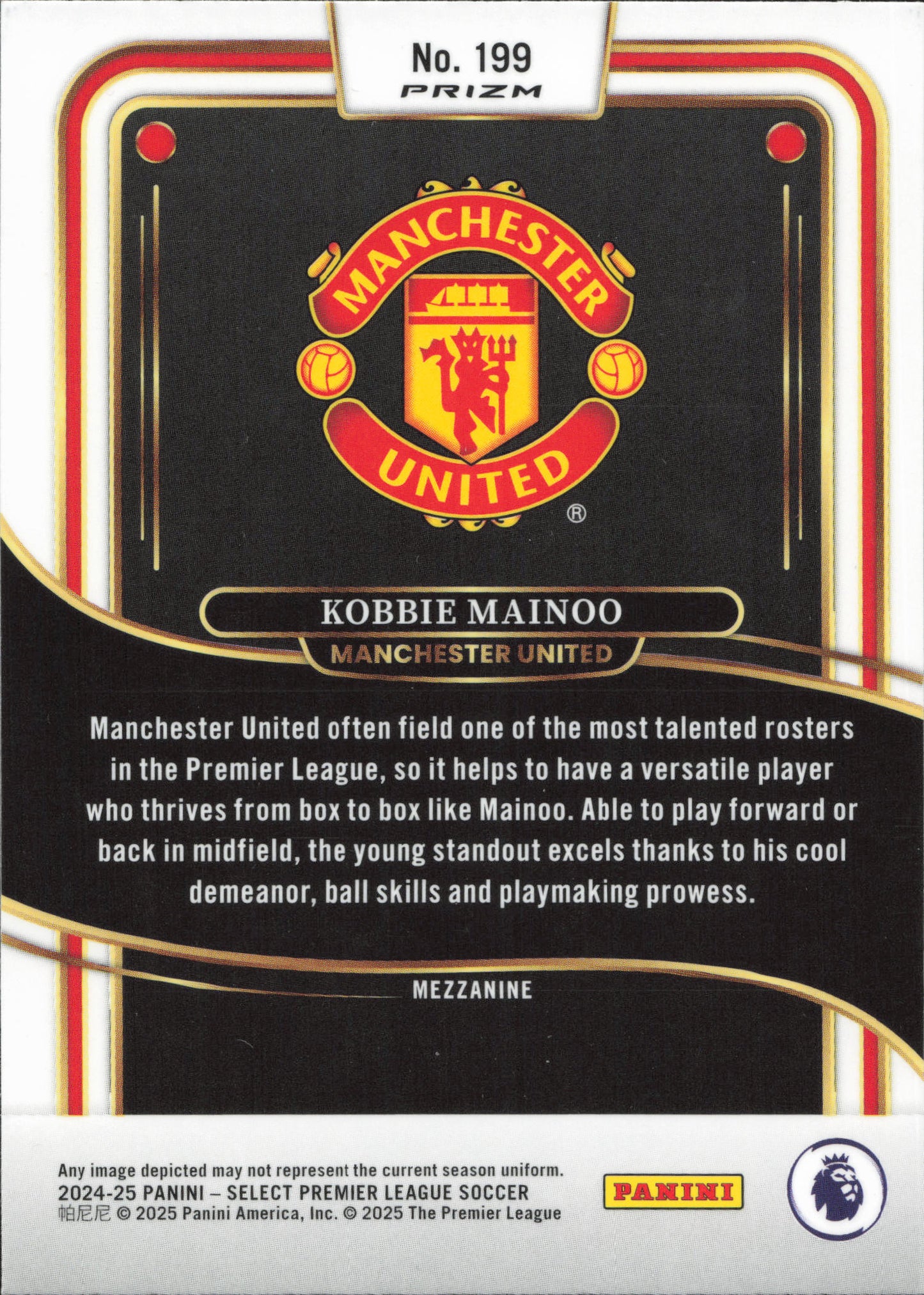 Kobbie Mainoo Orange Snakeskin Panini Select EPL