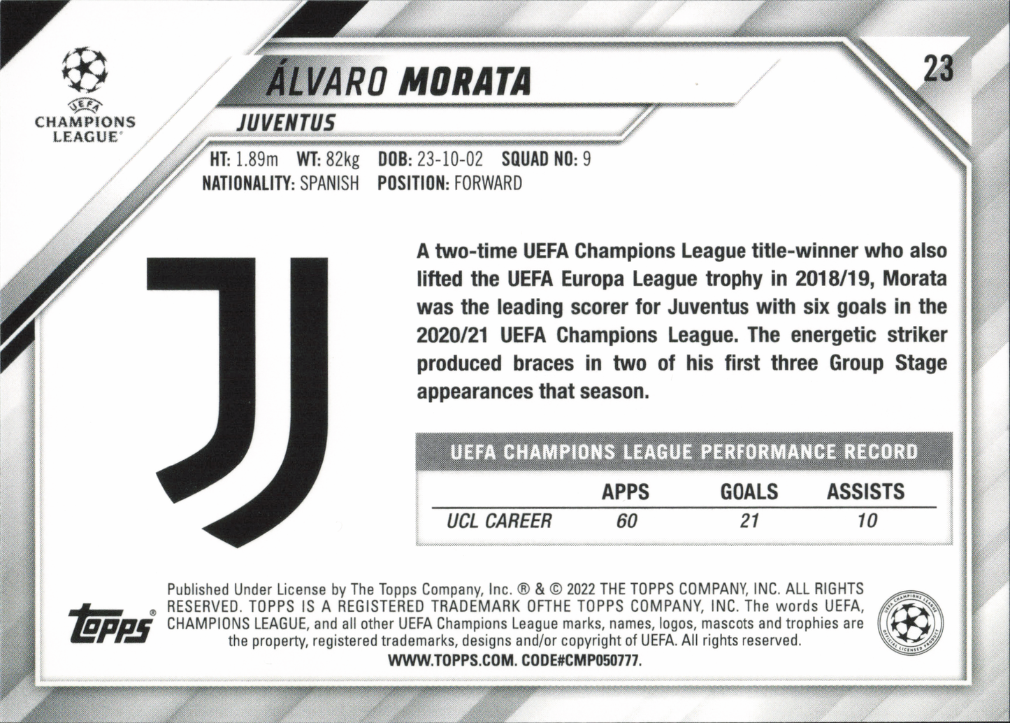 Alvaro Morata Base Topps Flagship 2022