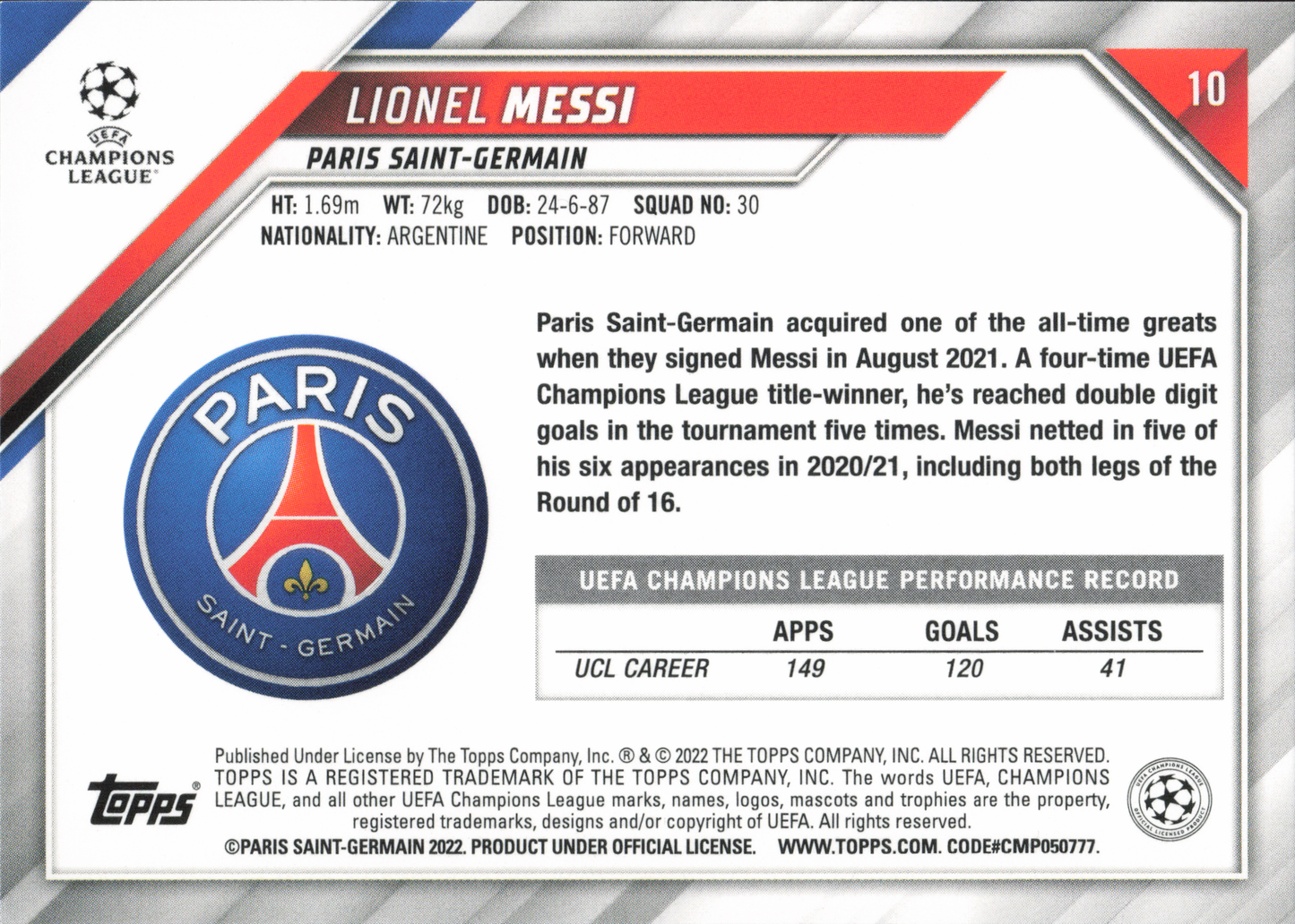 Lionel Messi Base Topps Flagship 2022