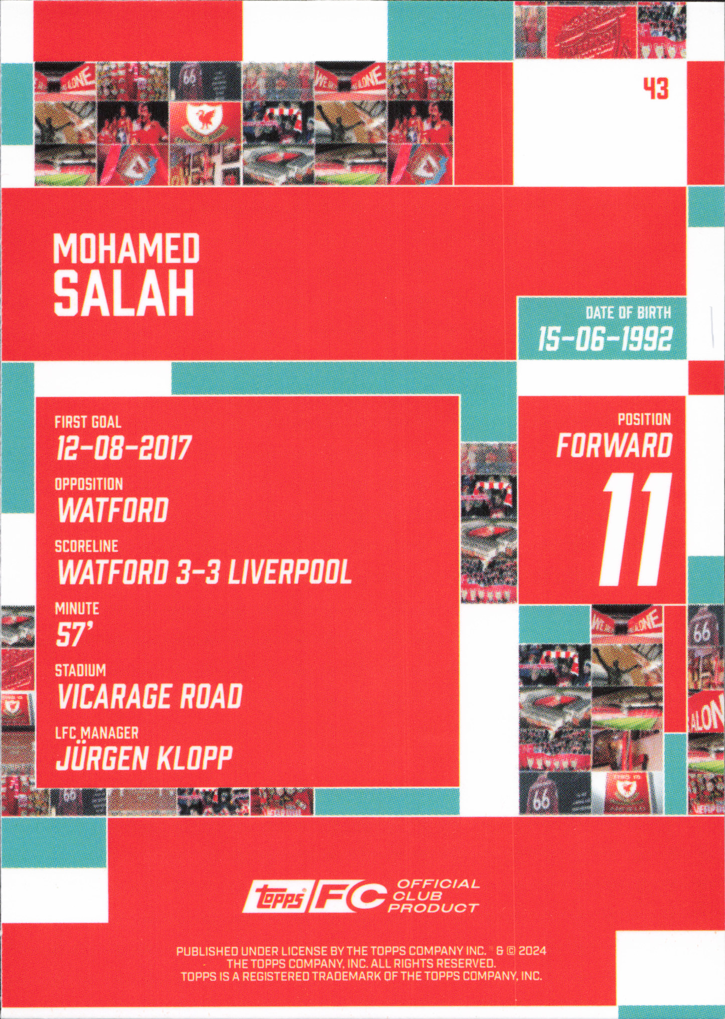 Mohamed Salah Topps Liverpool Team Set